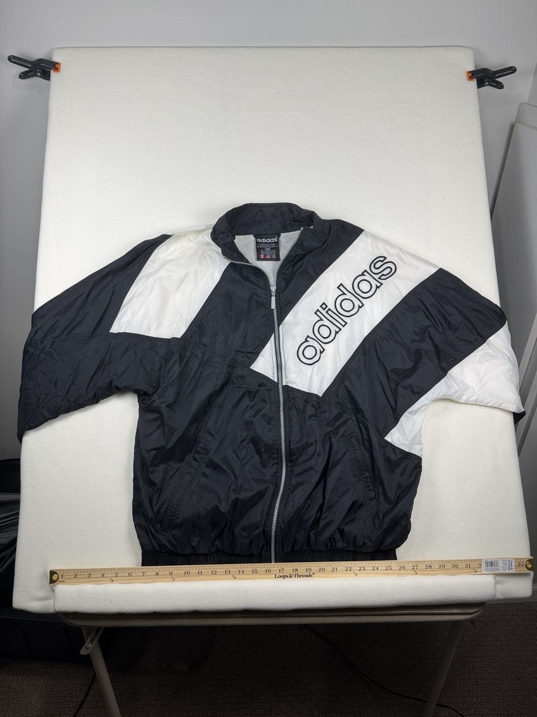 Adidas Windbreaker Jacket Size XL Black White Big Logo 90s Vintage 2