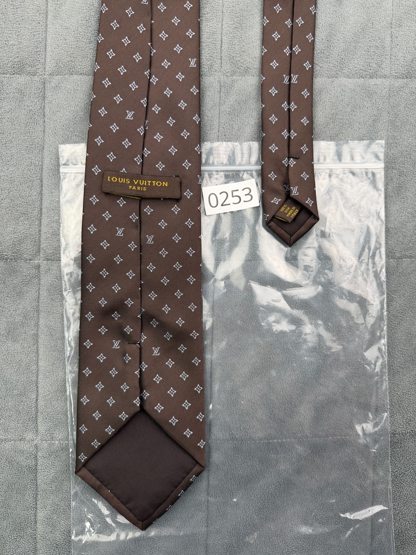 Louis Vuitton Monogram Silk Tie Brown Designer Neckwear 9