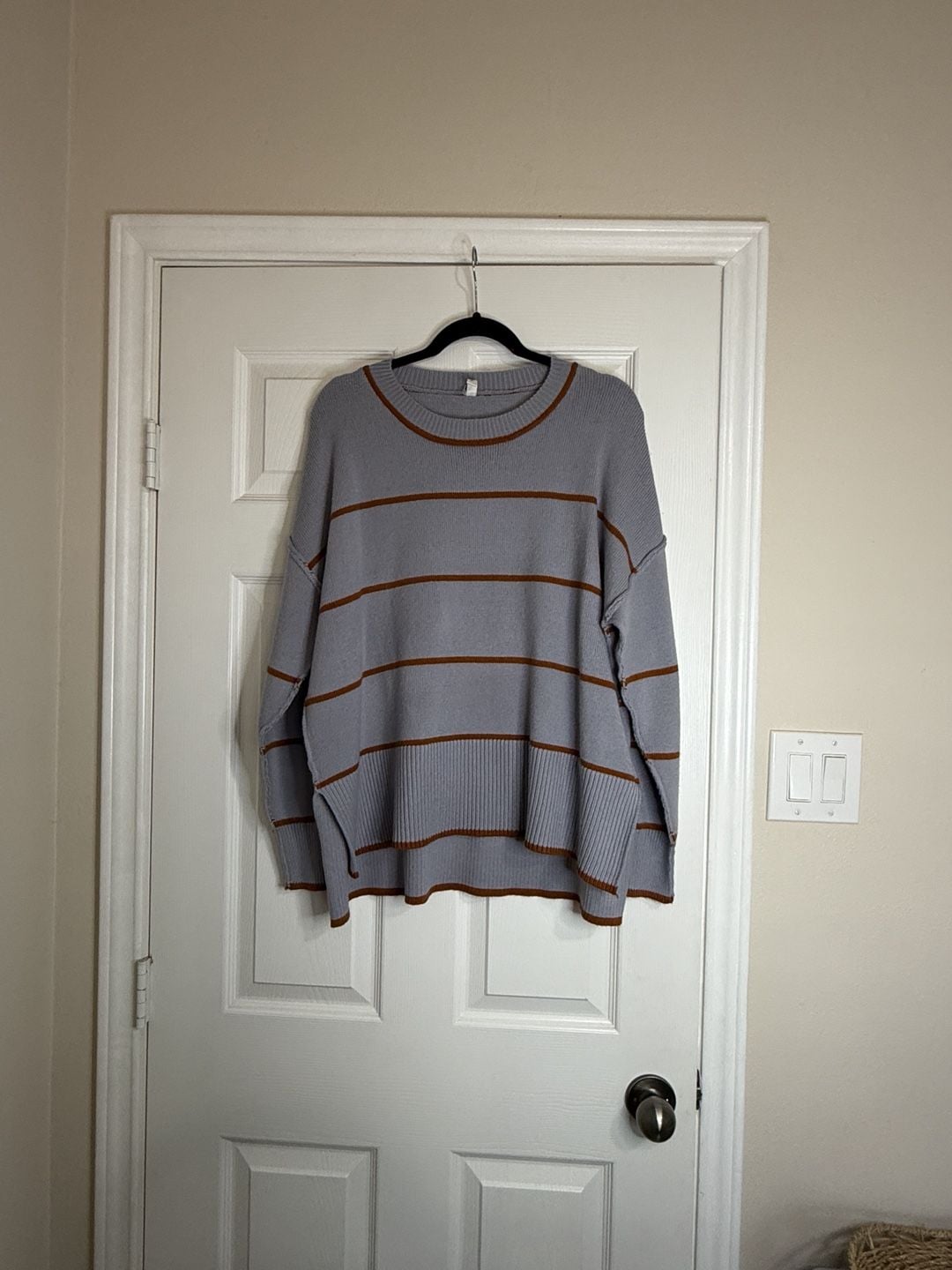 Wishlist Striped Sweater Size M Blue Brown Oversized Knit 2