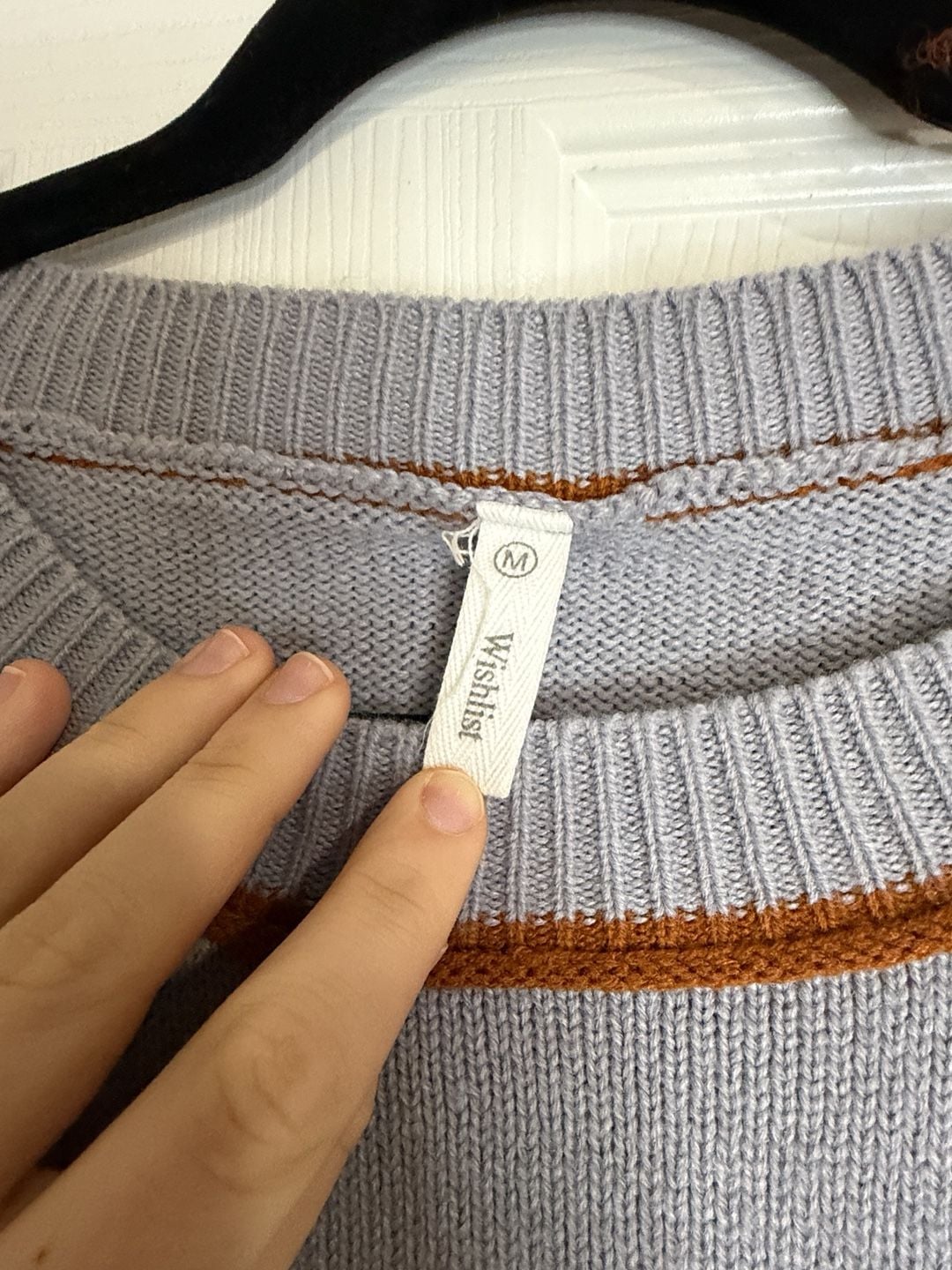 Wishlist Striped Sweater Size M Blue Brown Oversized Knit 3