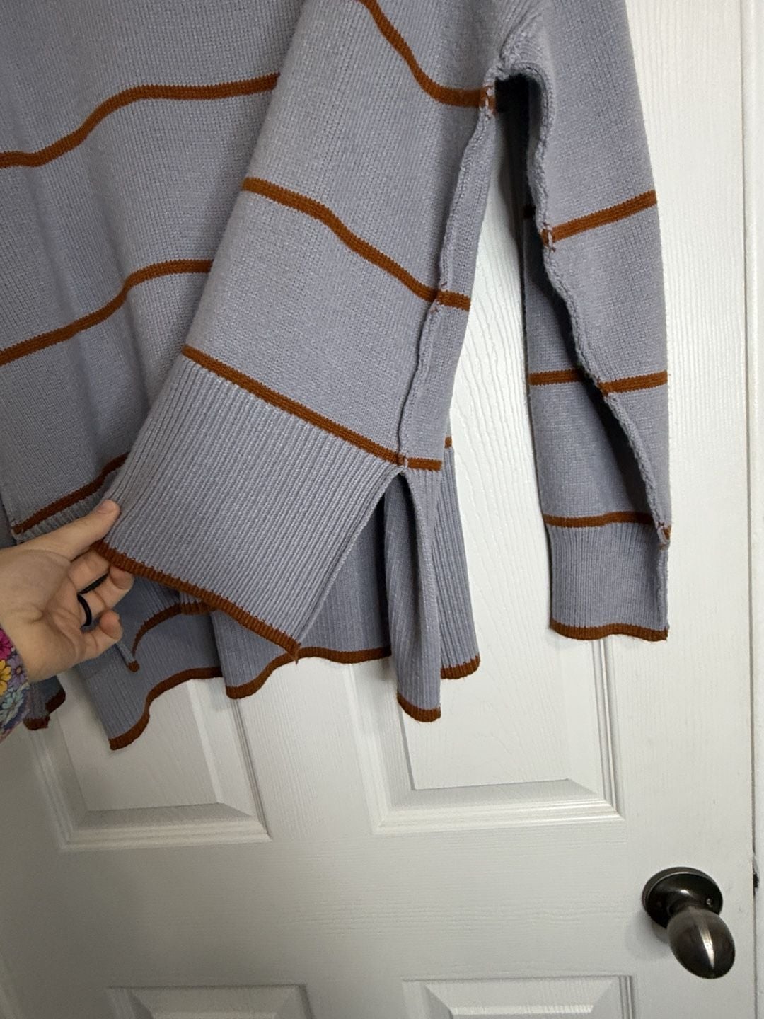 Wishlist Striped Sweater Size M Blue Brown Oversized Knit 5