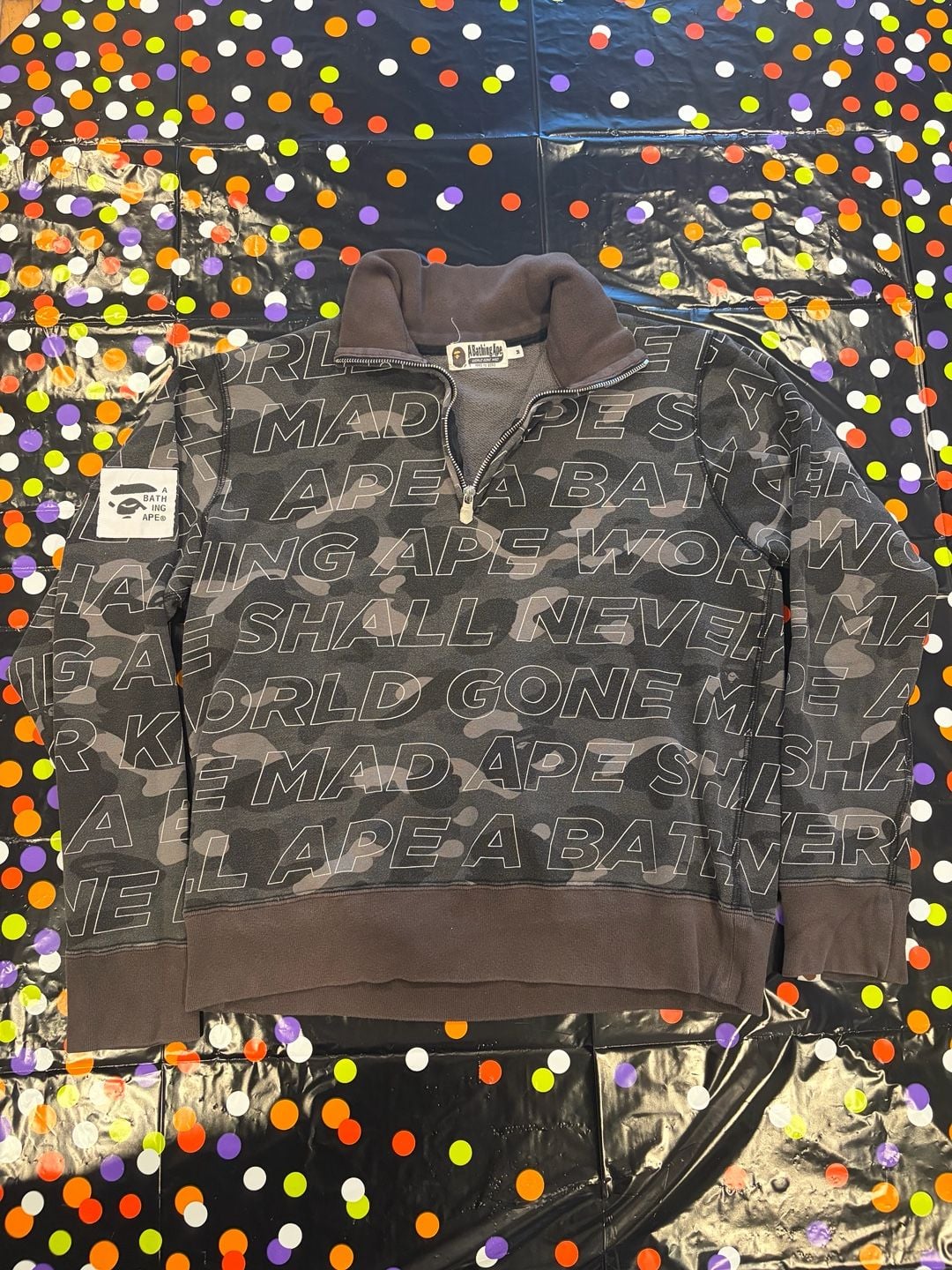 A Bathing Ape World Gone Mad Camo Quarter Zip Sweatshirt Size M 2