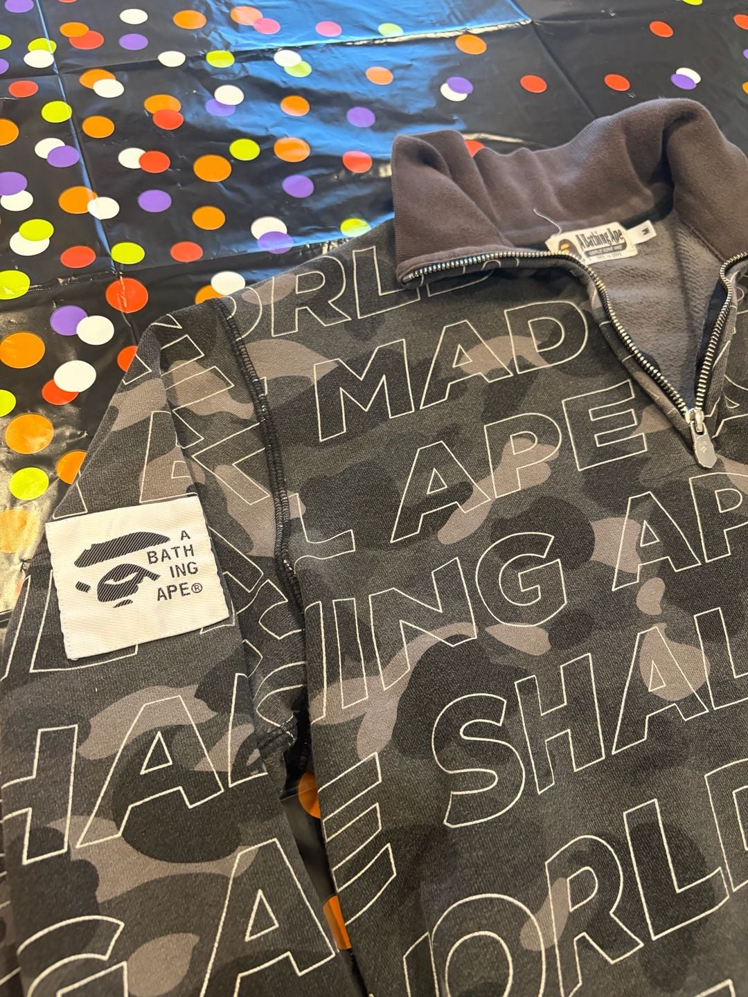 A Bathing Ape World Gone Mad Camo Quarter Zip Sweatshirt Size M 3