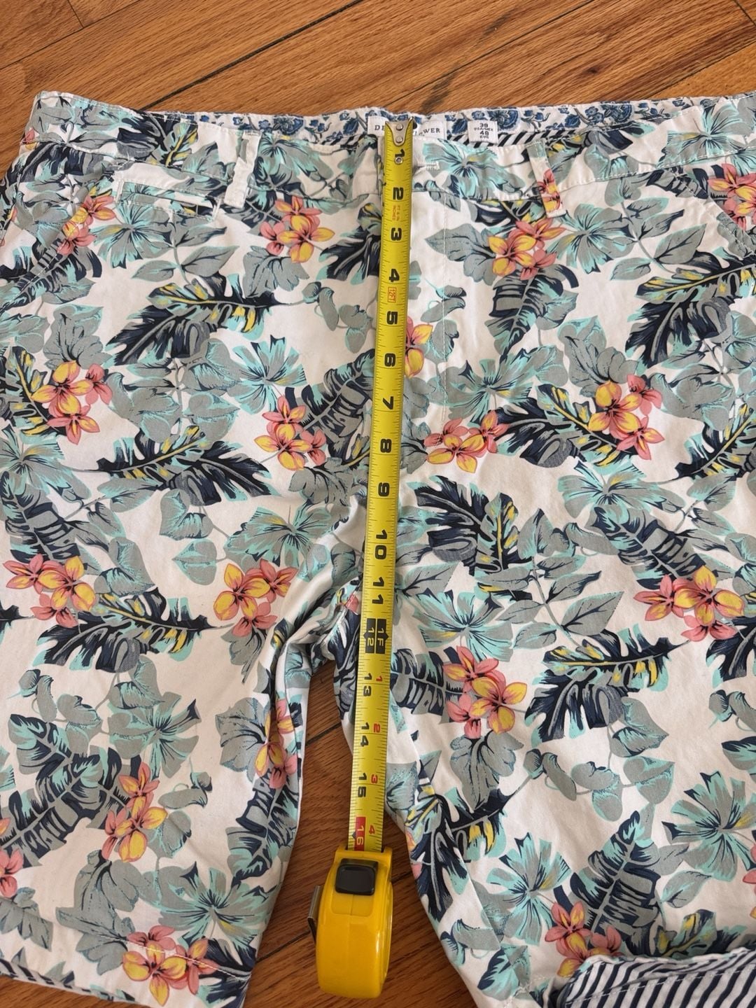 Denim & Flower Floral Casual Shorts Size 38 White Tropical Print resortcore vacation 7