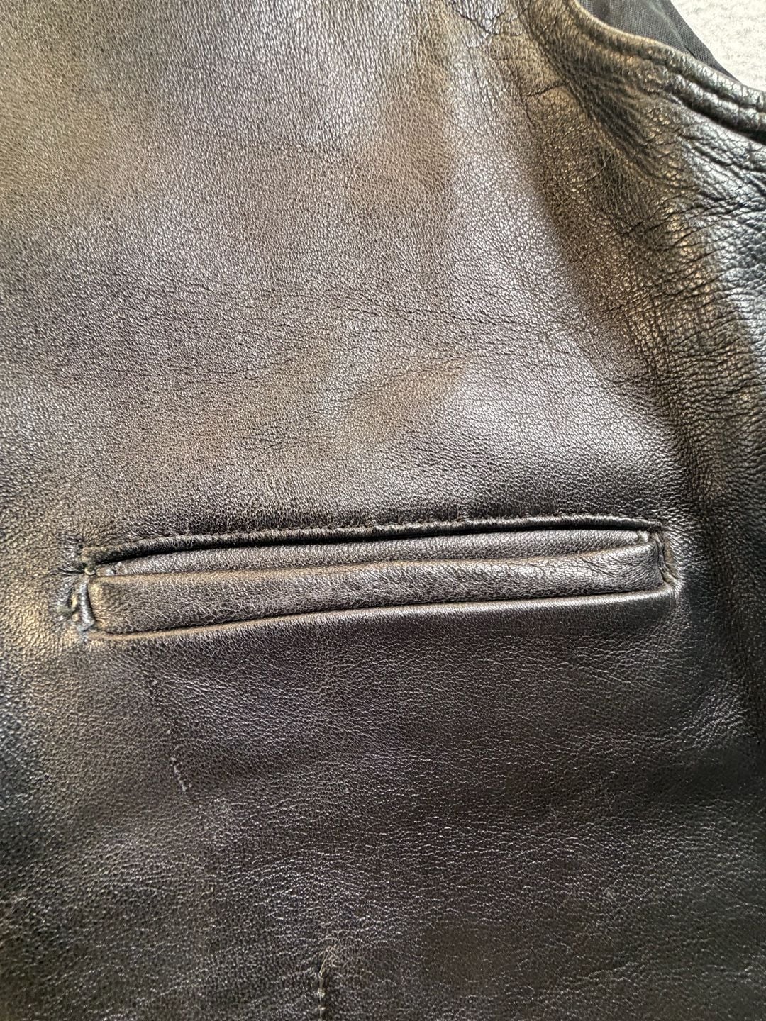 Mens Black Genuine Leather Button Vest Size L 5