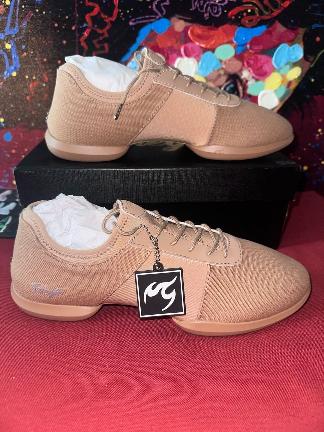 No.63 Fuego Split-Sole Latte Dance Sneaker Size 10 Men 11.5 Women 5