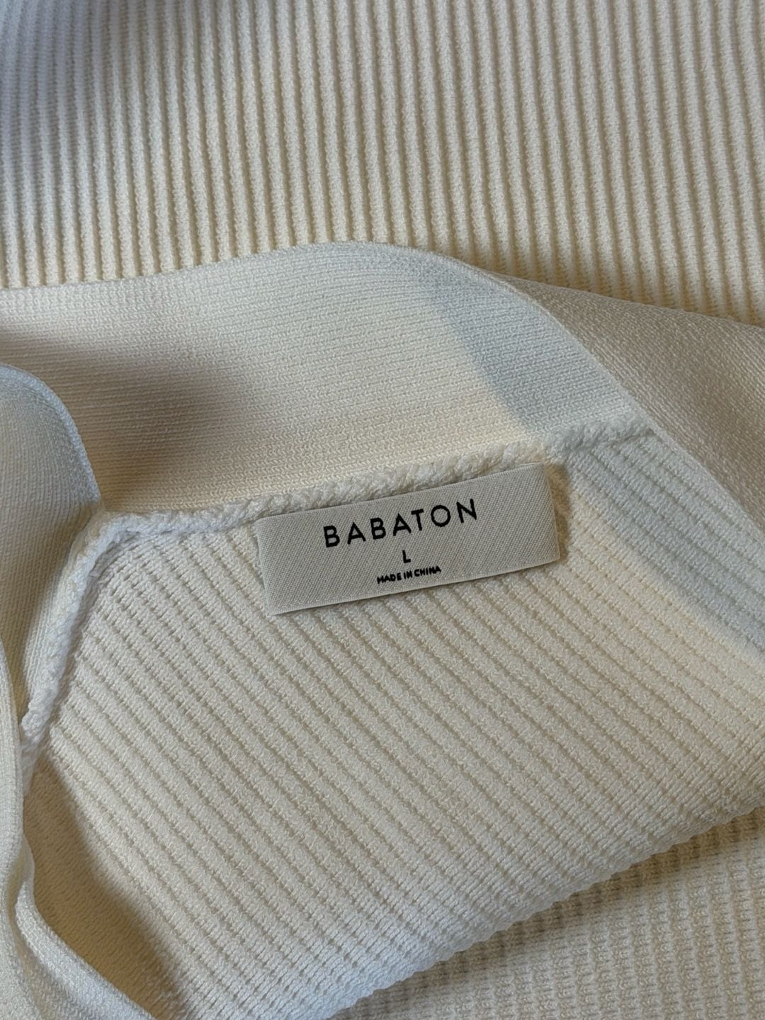 Aritzia Babaton Sculpt Knit Ivory Halter Mini Dress L Bridal Bachelorette 6