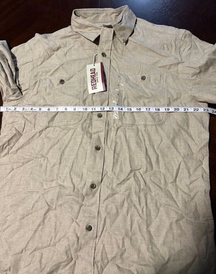 RedHead Men’s Large Tan 100% Cotton Long Sleeve Button-Up Outdoor Shirt NWT 2
