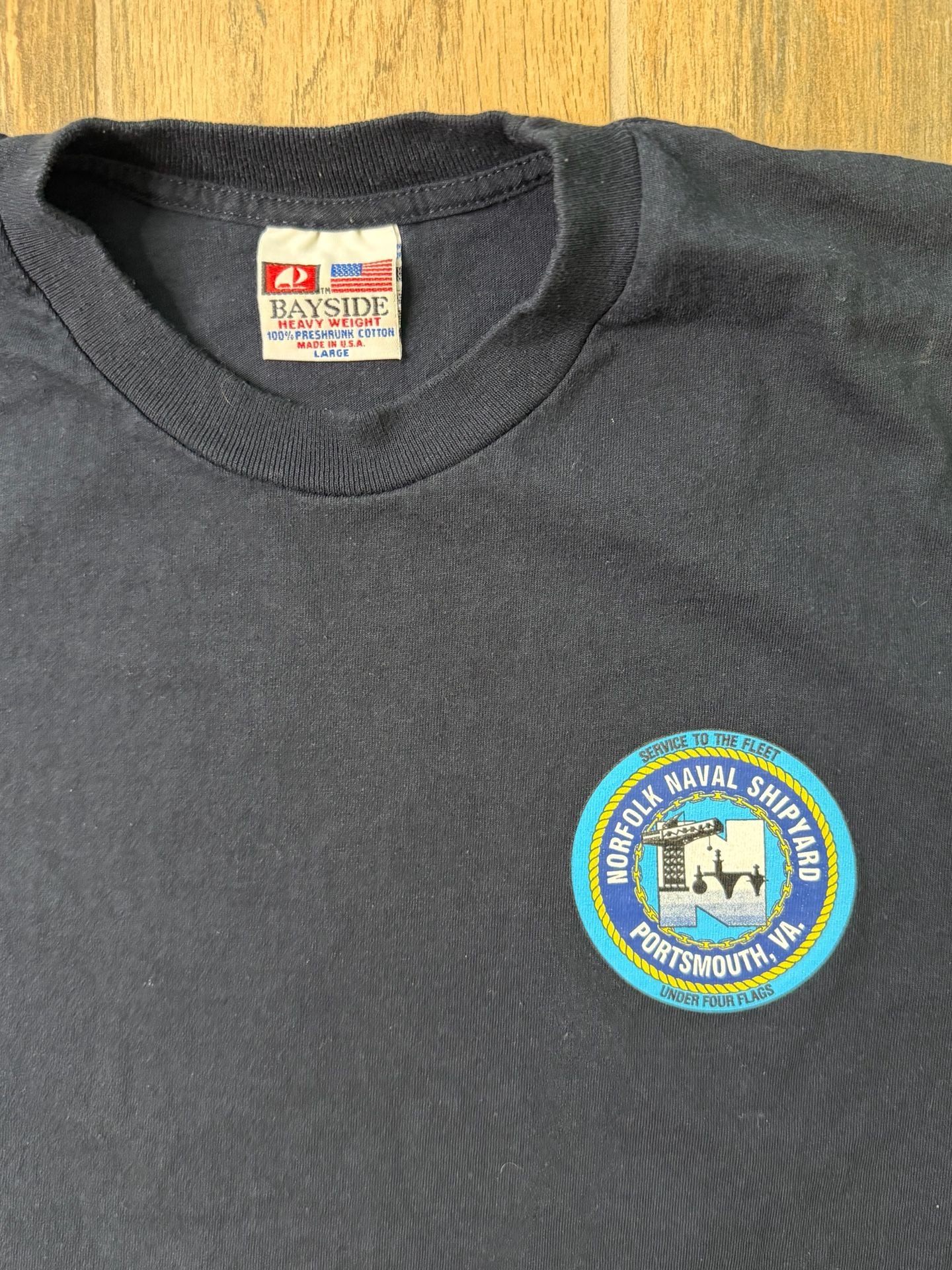 Bayside Norfolk Naval Shipyard T-Shirt Size Large Black Cotton 2