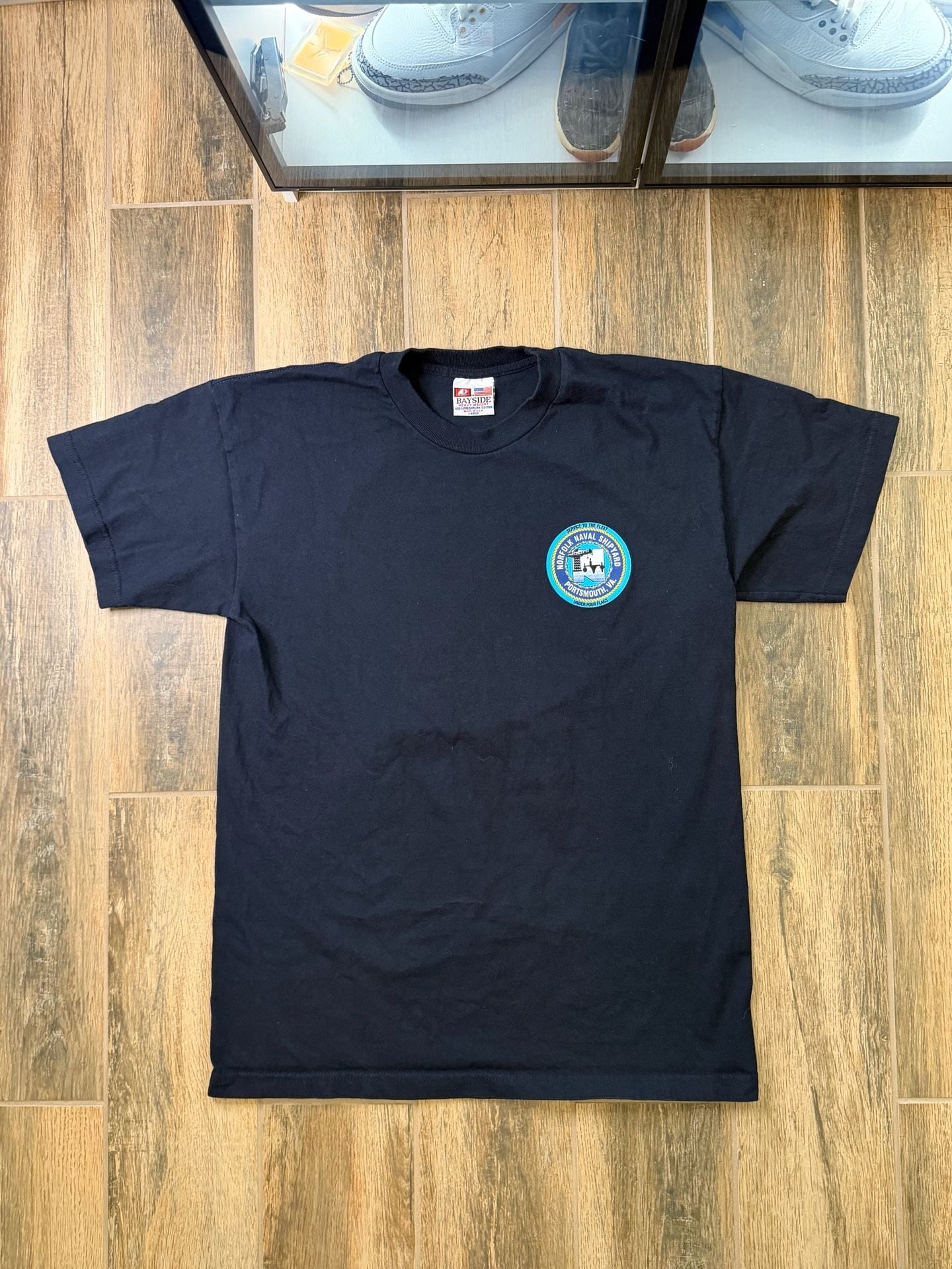 Bayside Norfolk Naval Shipyard T-Shirt Size Large Black Cotton 3