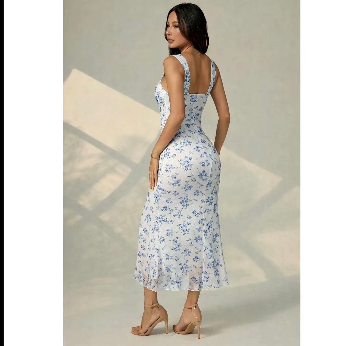 HYZ Blue & White Floral Dress 3