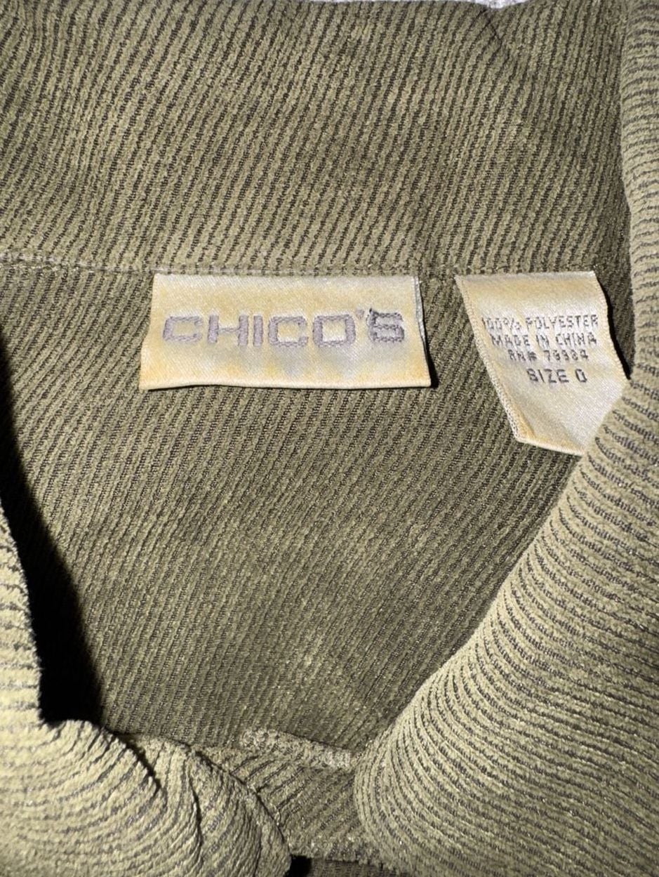 Chico's Corduroy Jacket Size 0 Green Polyester Button Down 3
