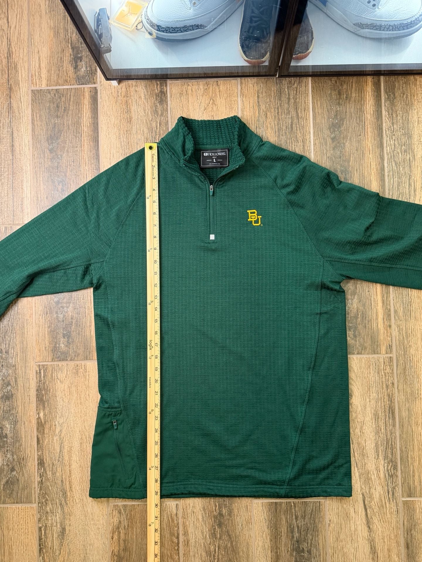 Baylor Bears University Half Zip Pullover Size L Green with pocket! 6