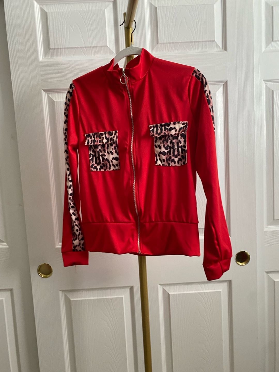 Lironmei Tracksuit Set Red Leopard Print Two Piece 7