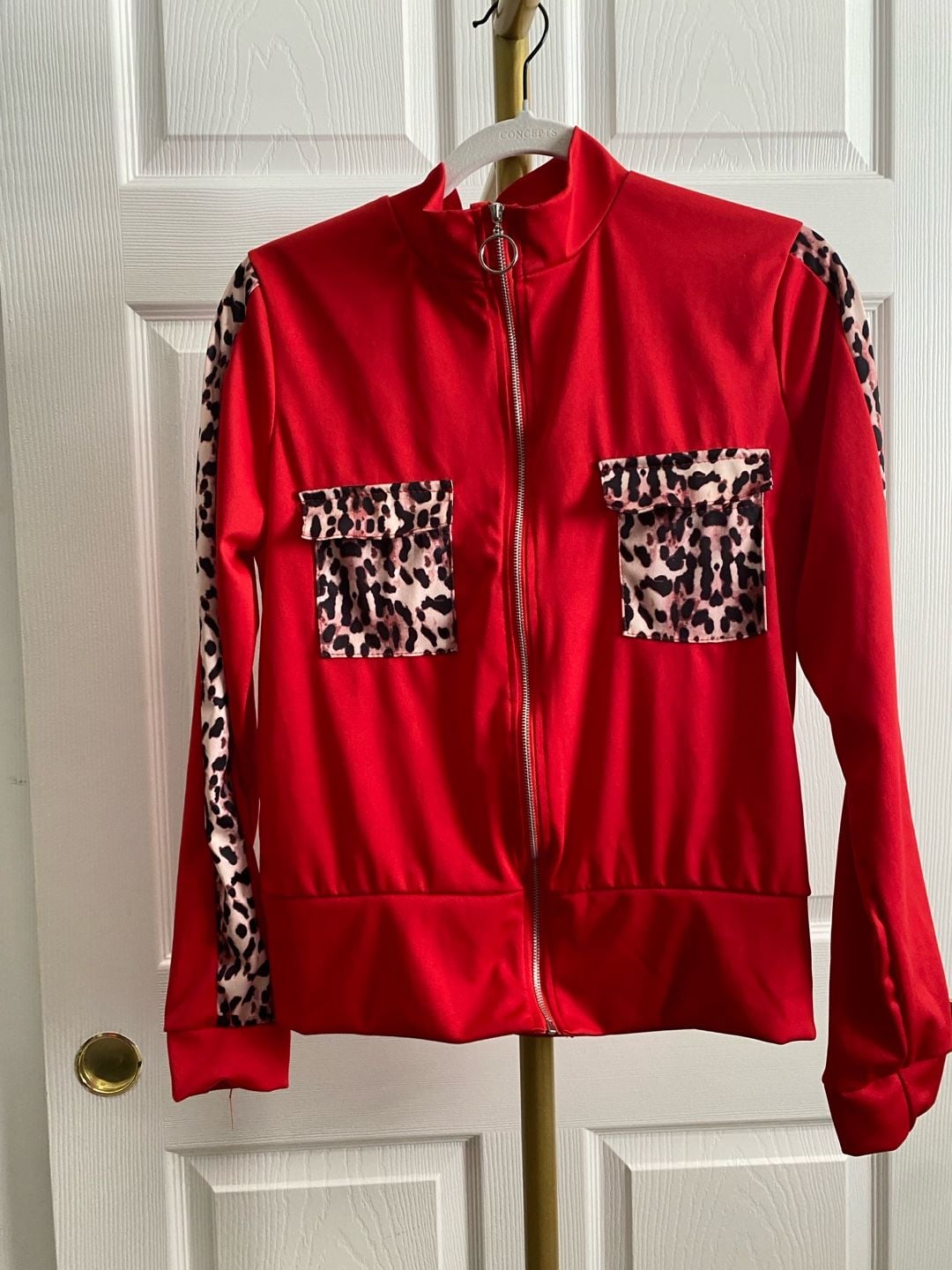 Lironmei Tracksuit Set Red Leopard Print Two Piece 8