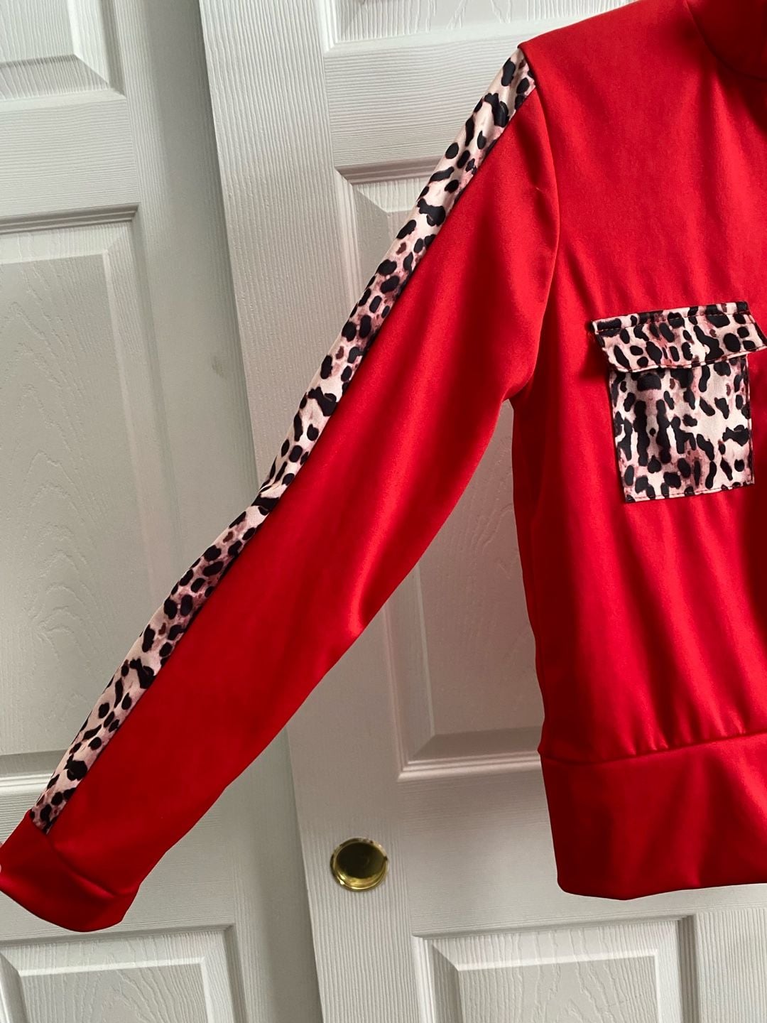 Lironmei Tracksuit Set Red Leopard Print Two Piece 9