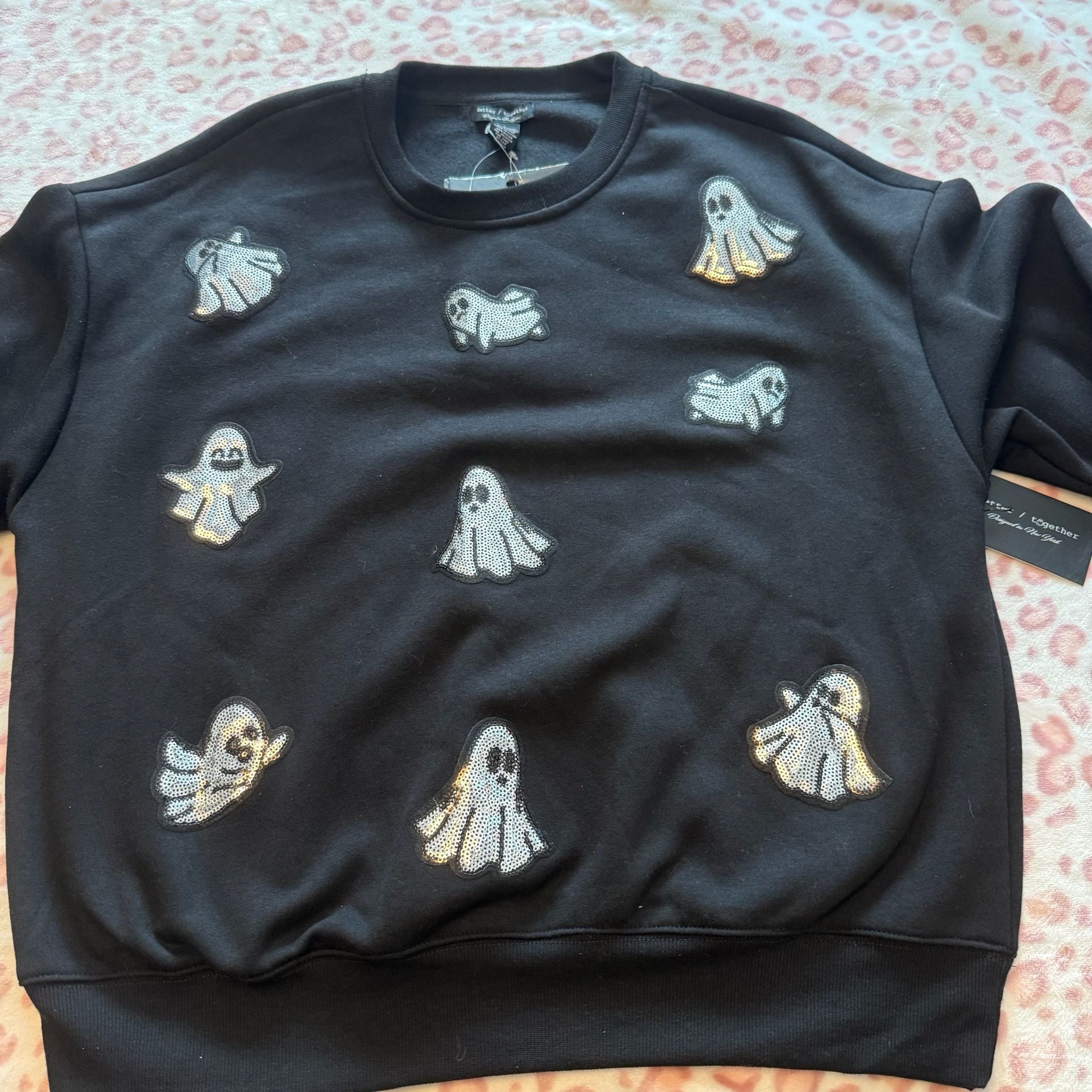 Better Together Sequin Ghost Black Sweatshirt 3
