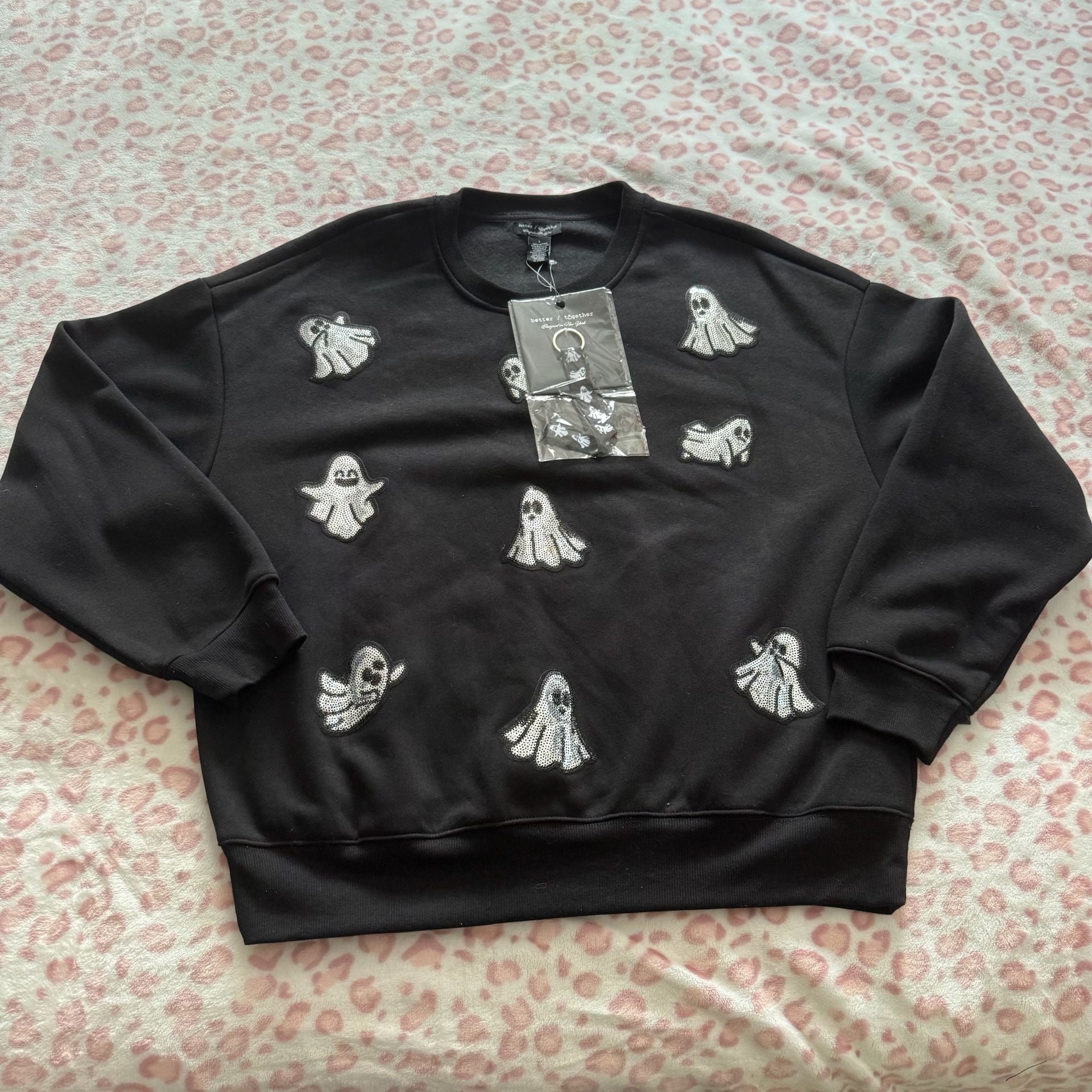 Better Together Sequin Ghost Black Sweatshirt 4