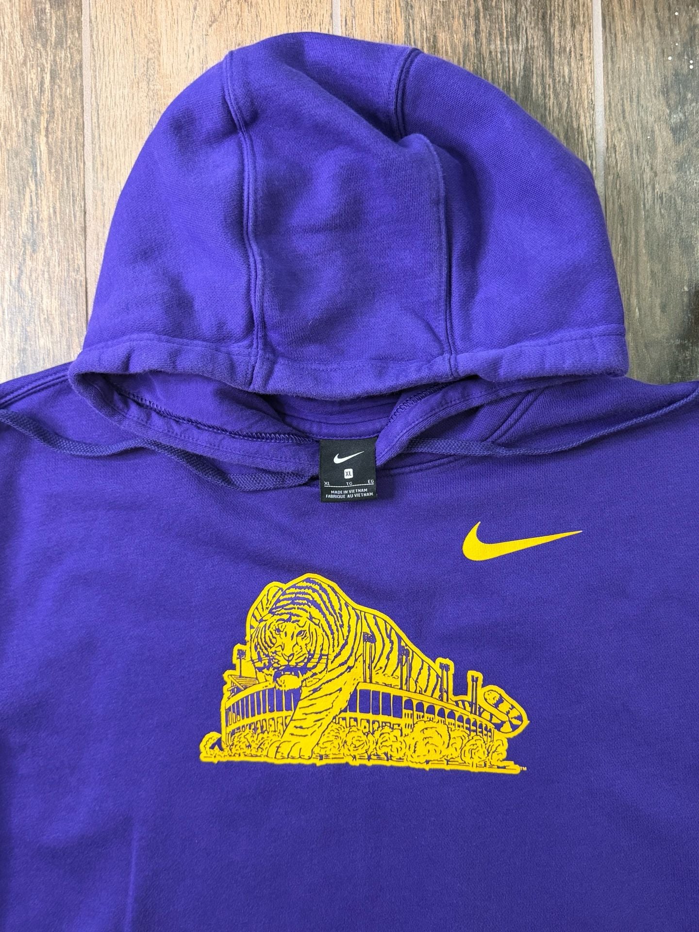 Nike LSU Tigers Vault Club Fleece Hoodie Size XL Purple Sweatshirt 2