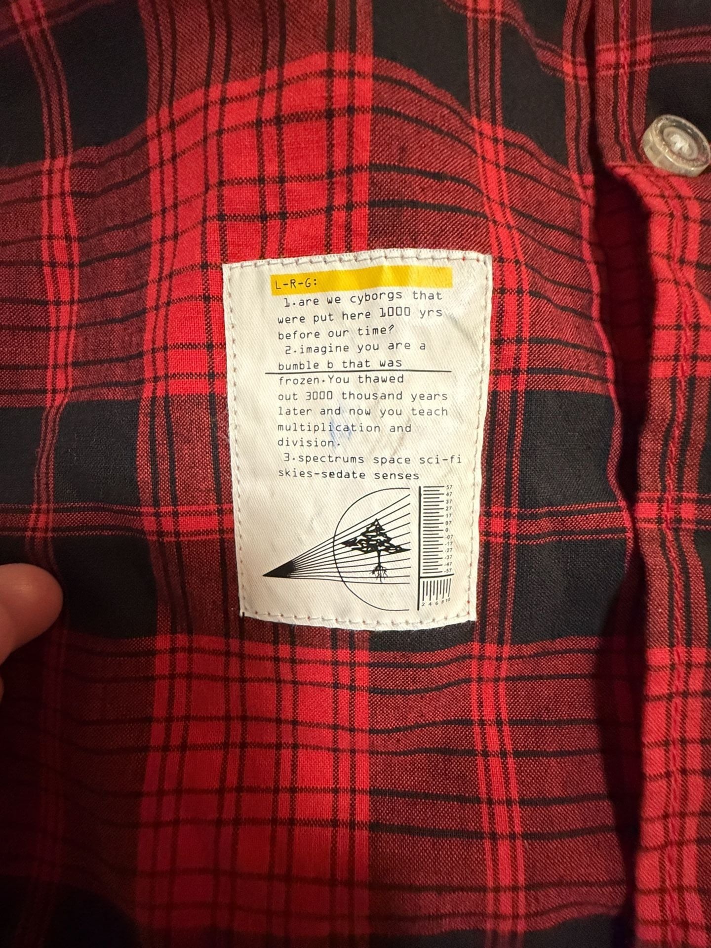 LRG Plaid Flannel Shirt Size L Red Black Long Sleeve Button Up 7