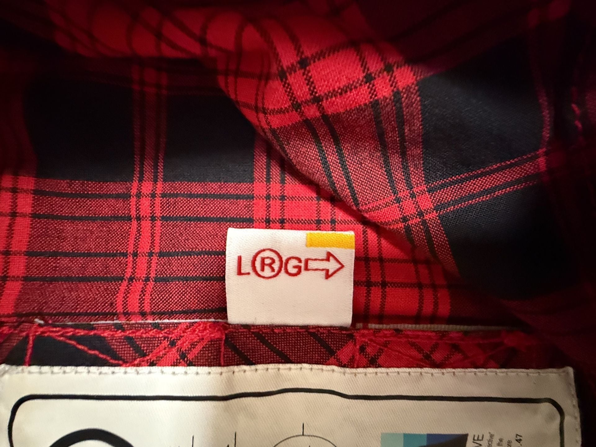 LRG Plaid Flannel Shirt Size L Red Black Long Sleeve Button Up 5