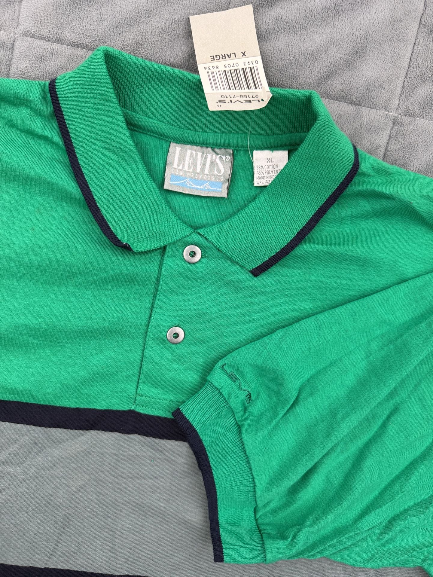 Levi's Striped Polo Shirt Size XL Green Blue Vintage NWT 2