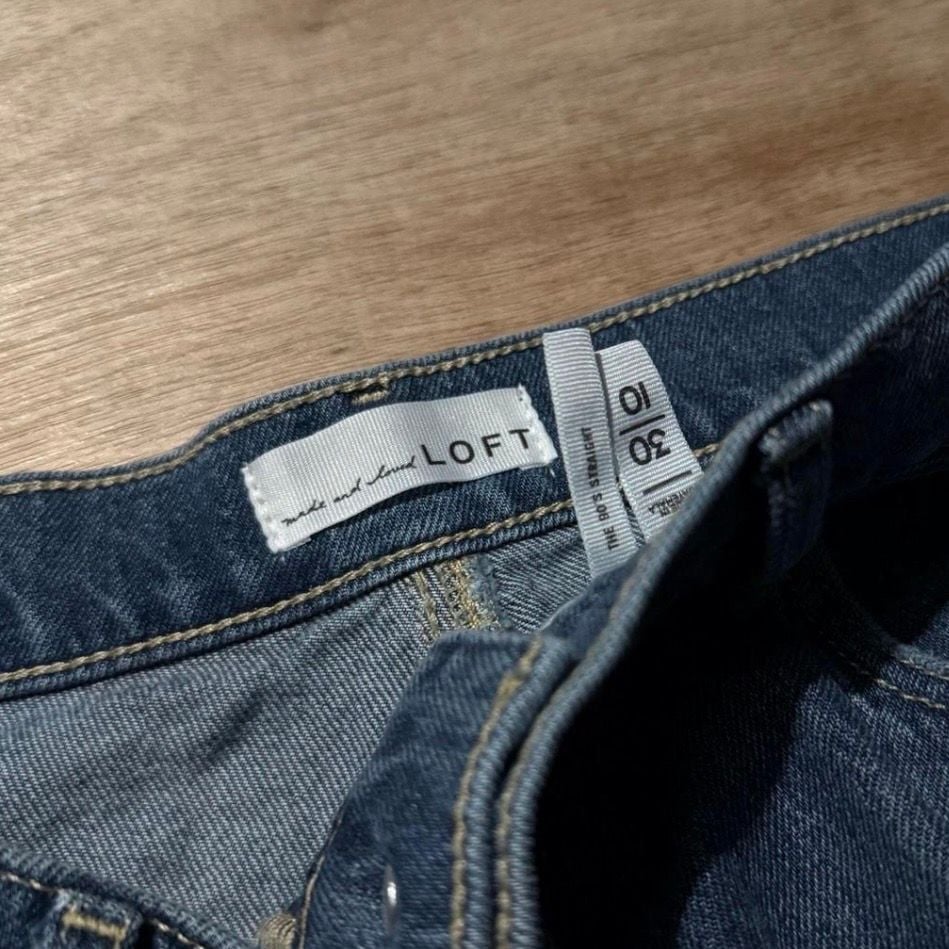 Loft The 90's Straight Jeans Size 30 | 10 Blue Distressed Straight Leg 3