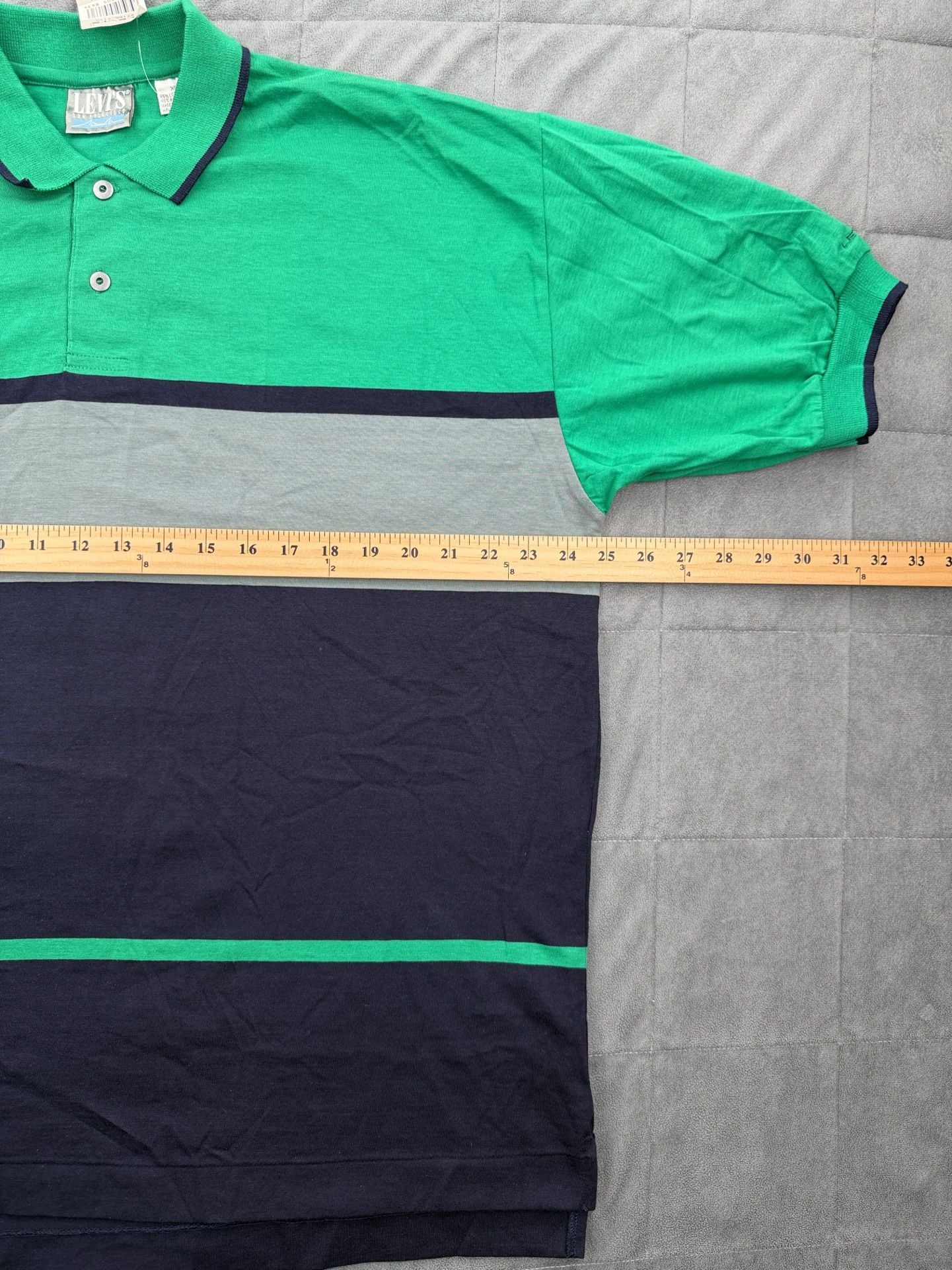 Levi's Striped Polo Shirt Size XL Green Blue Vintage NWT 6