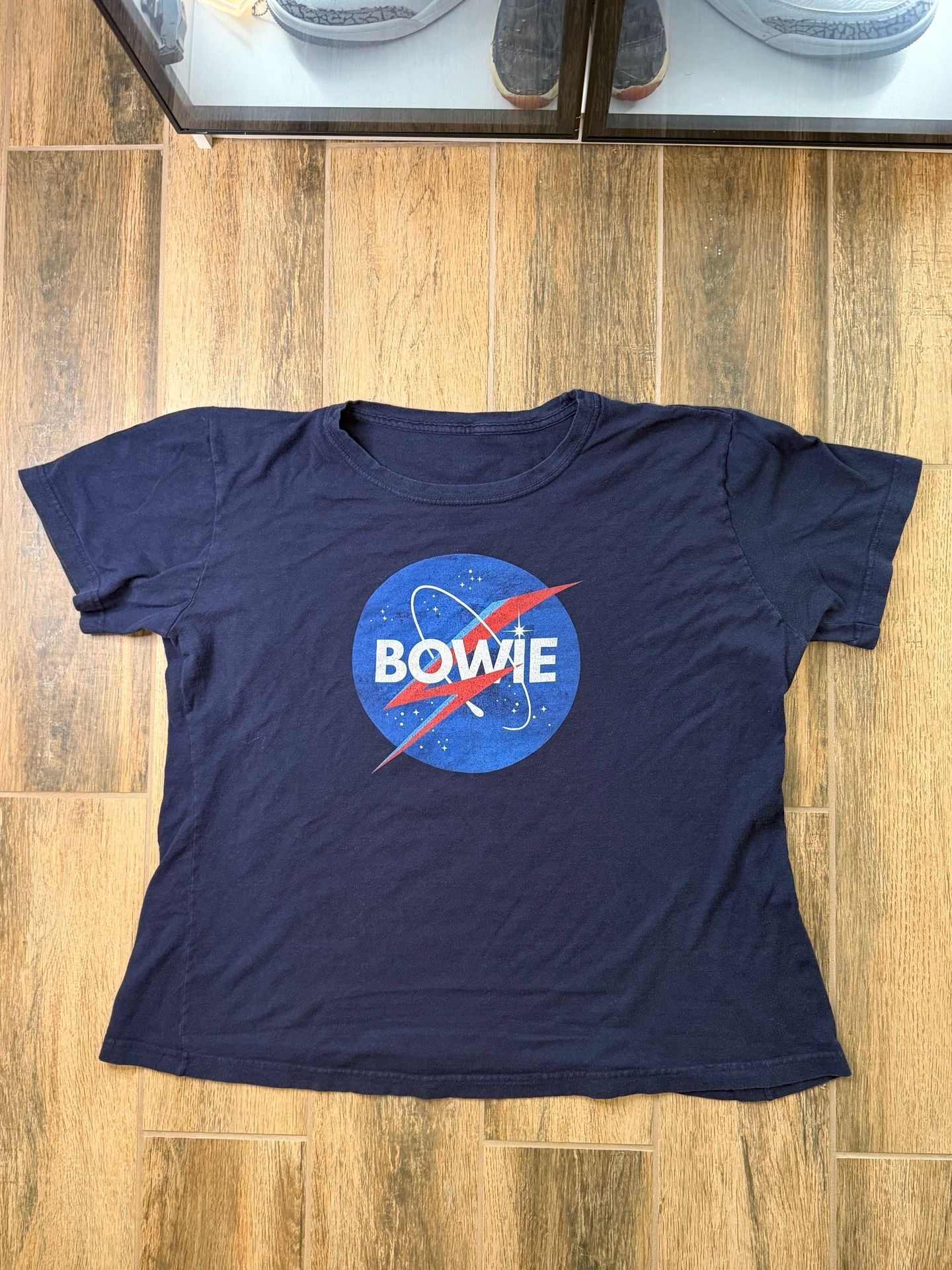 David Bowie To The Moon NASA Graphic T-Shirt Navy Blue 2