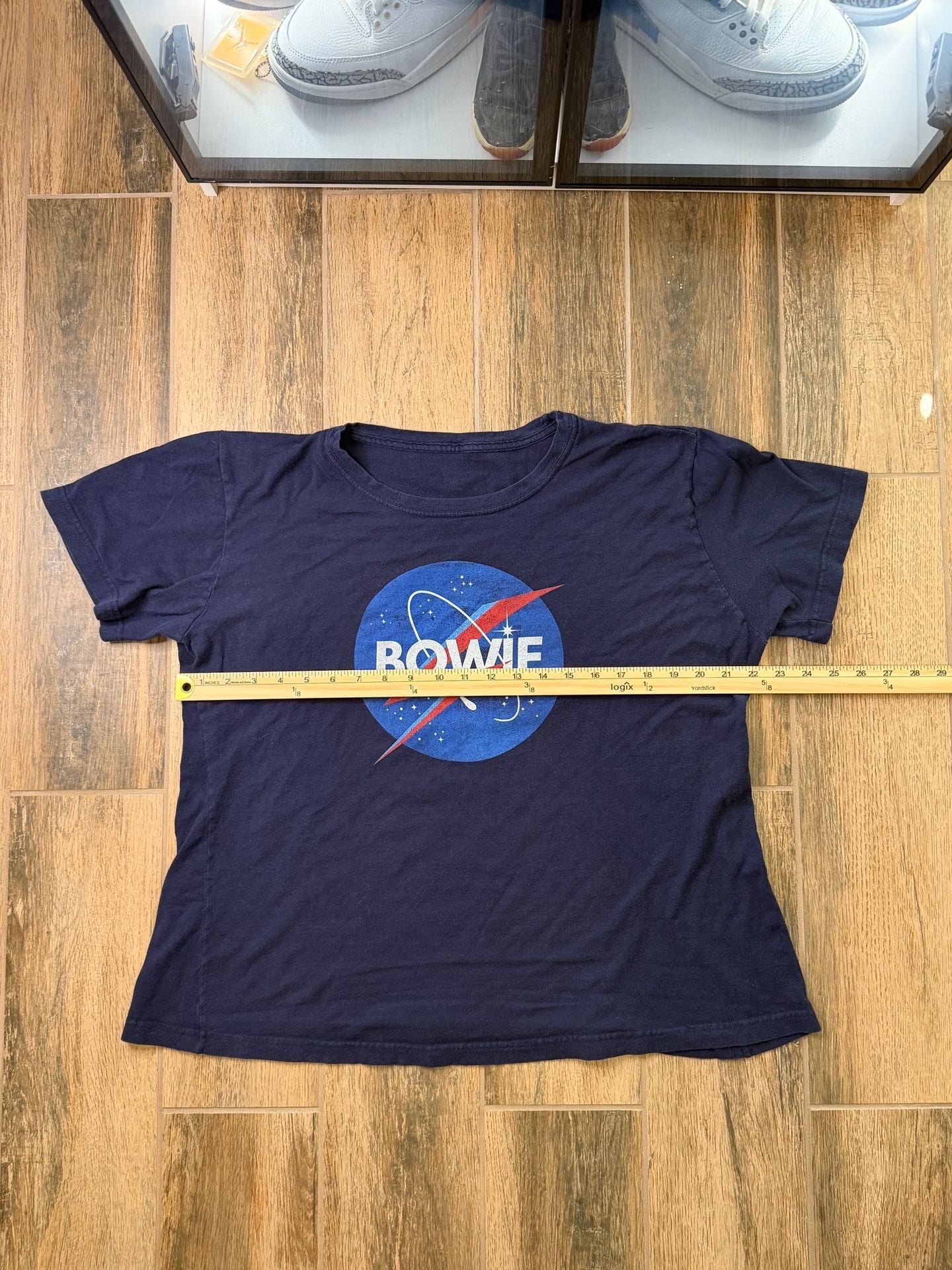 David Bowie To The Moon NASA Graphic T-Shirt Navy Blue 4