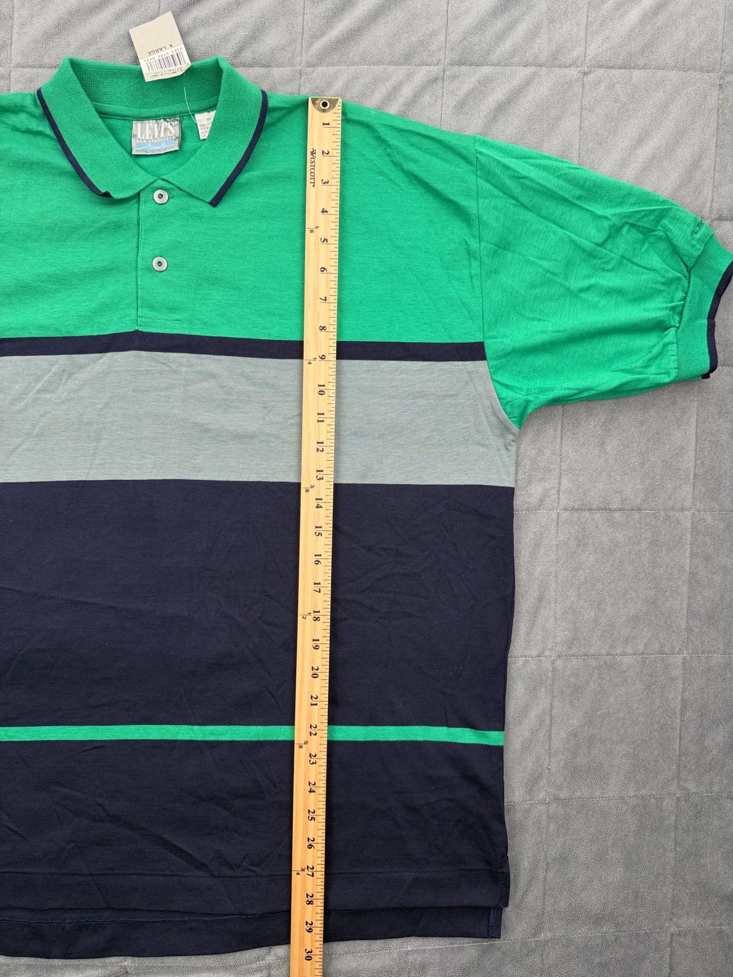 Levi's Striped Polo Shirt Size XL Green Blue Vintage NWT 7