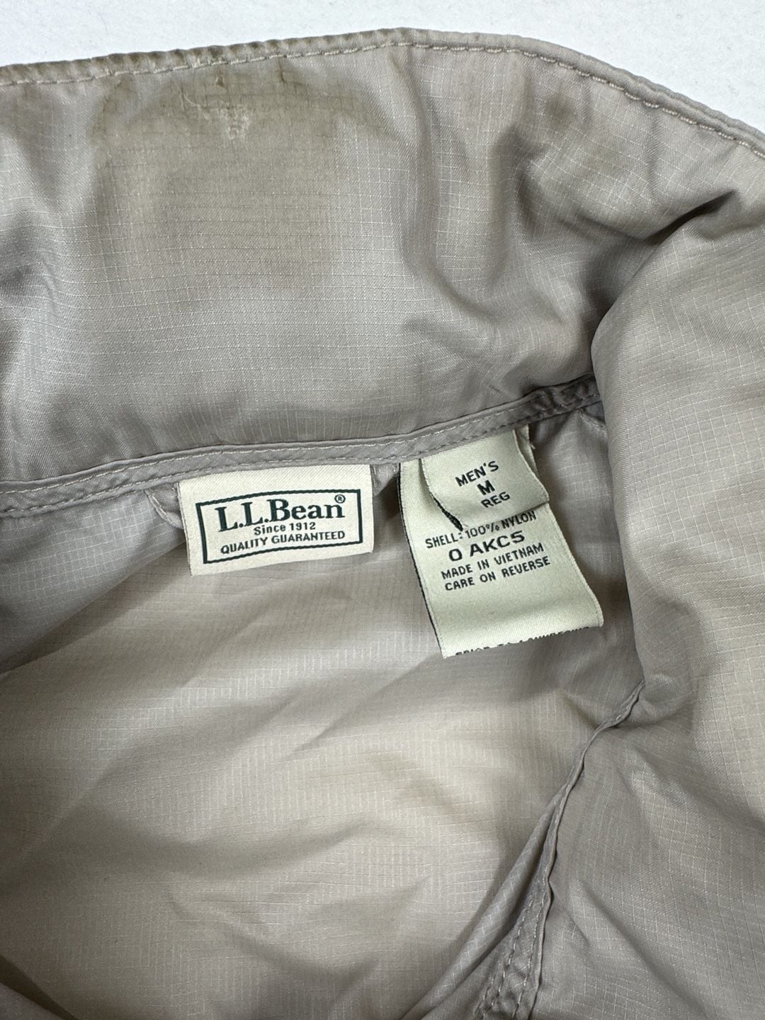 LL Bean Casco Bay Windbreaker Jacket Size M Regular Beige Nylon 3