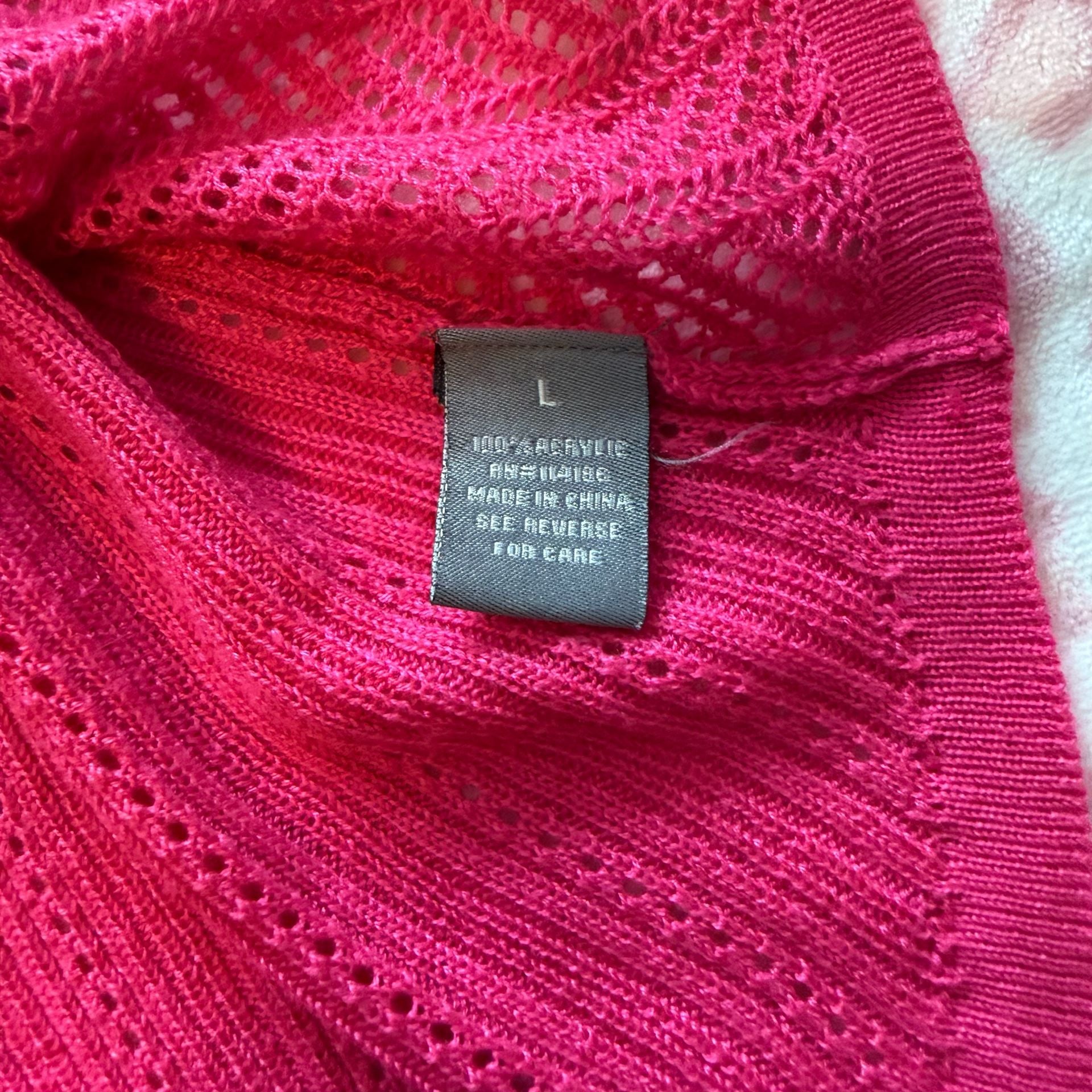 Retro-ology Open Knit Sweater Size L Pink Long Sleeve 7