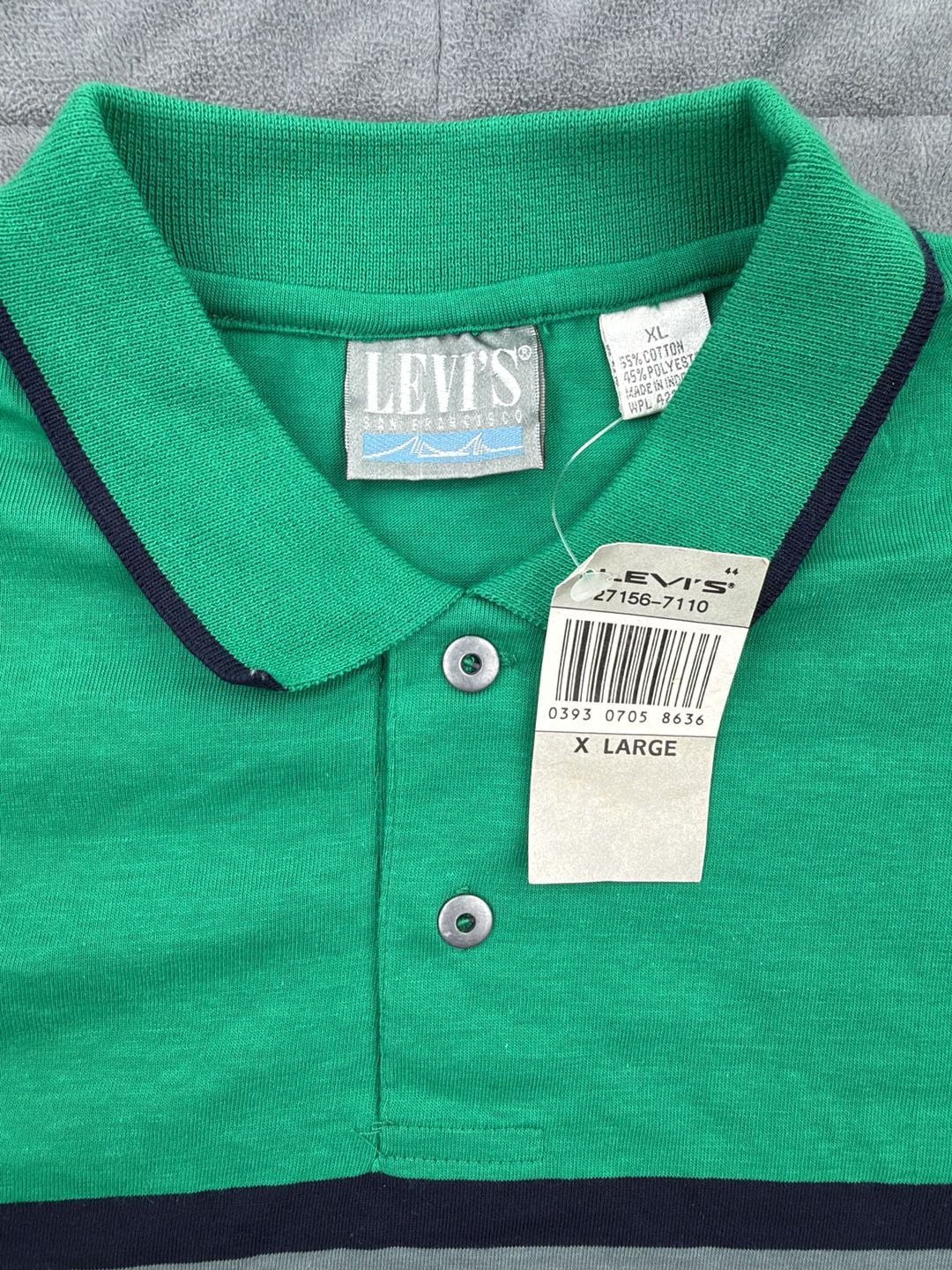 Levi's Striped Polo Shirt Size XL Green Blue Vintage NWT 11