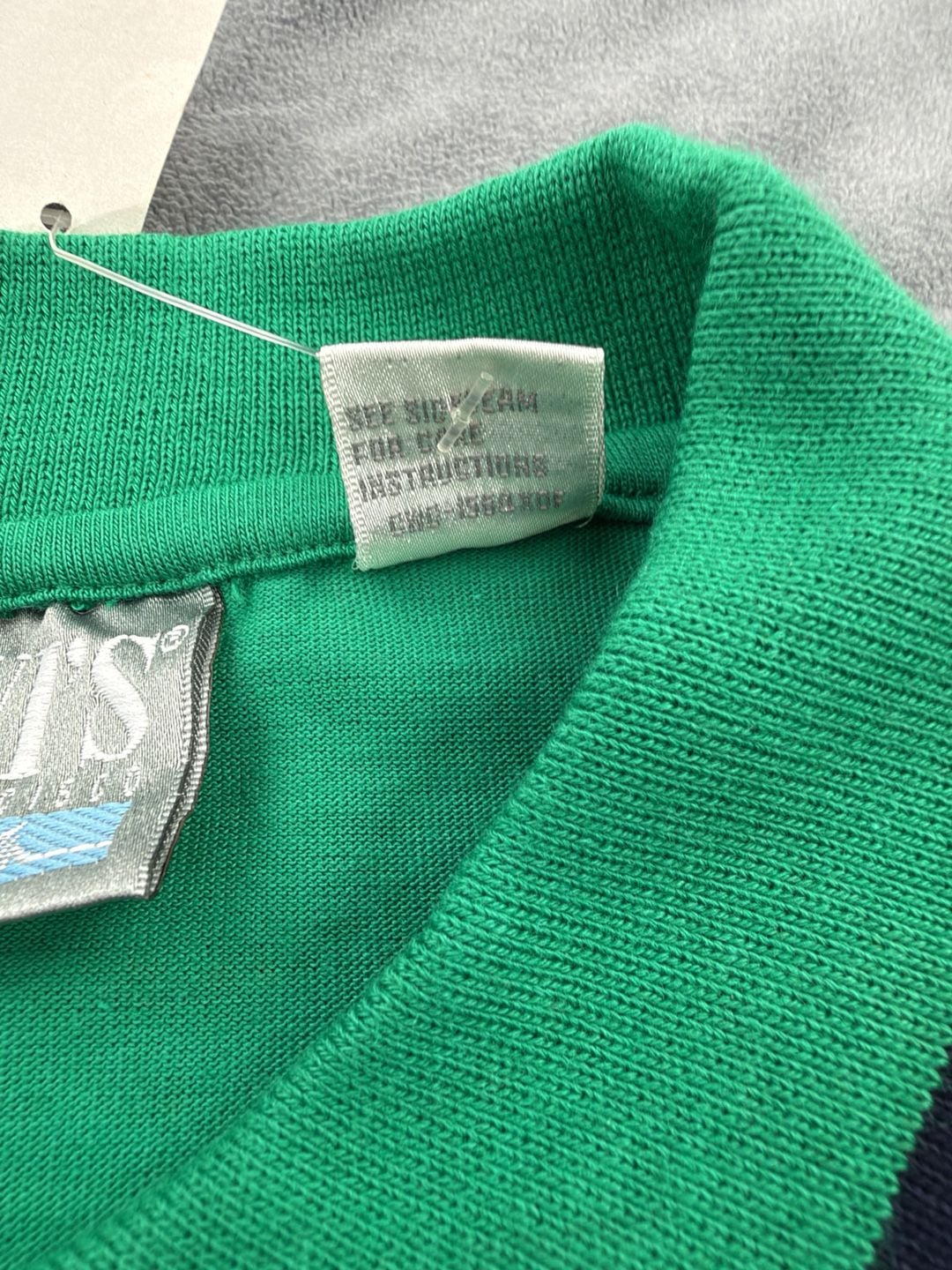 Levi's Striped Polo Shirt Size XL Green Blue Vintage NWT 12