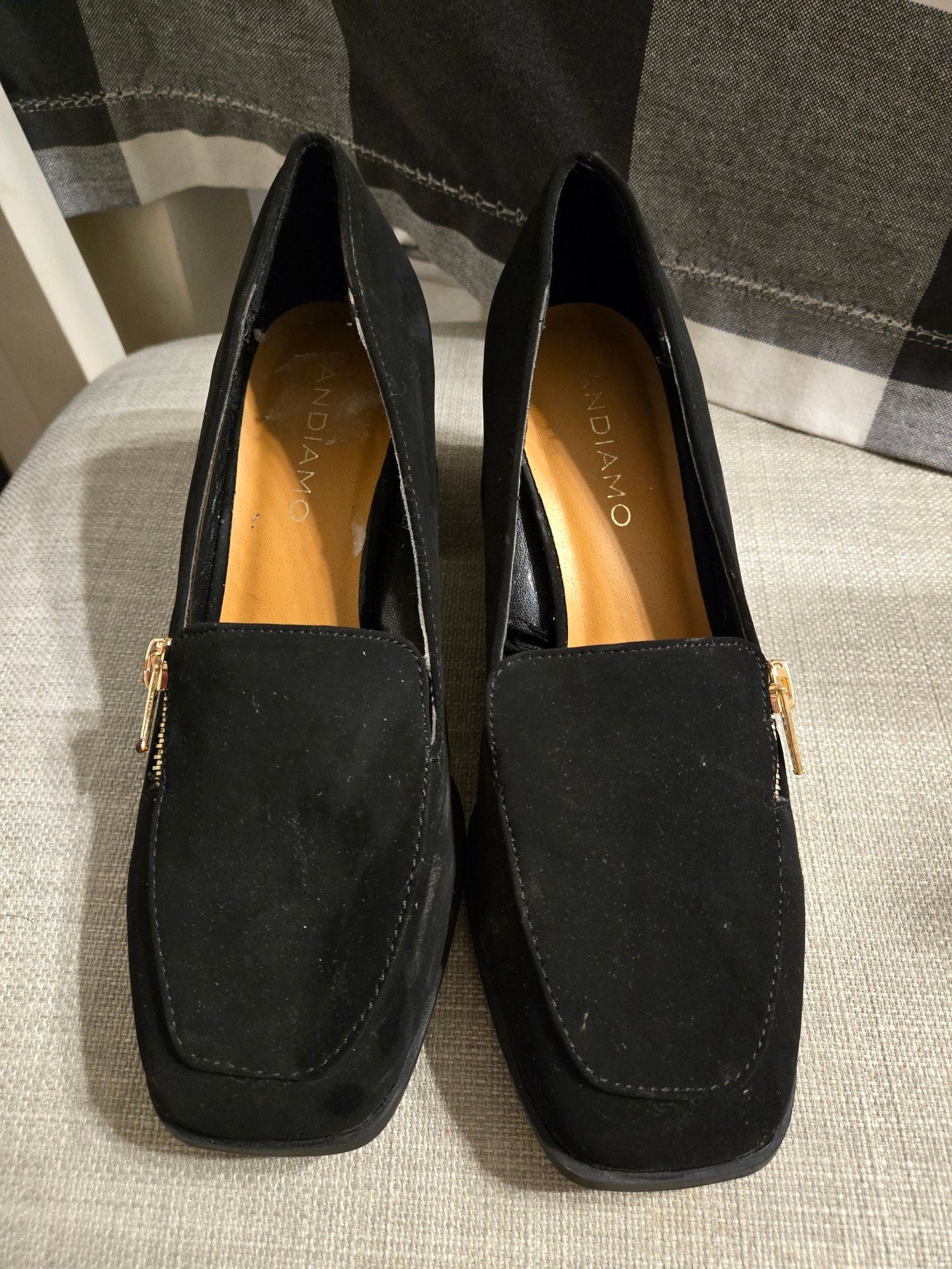 Andiamo Black Block Heel Loafer Pumps 2