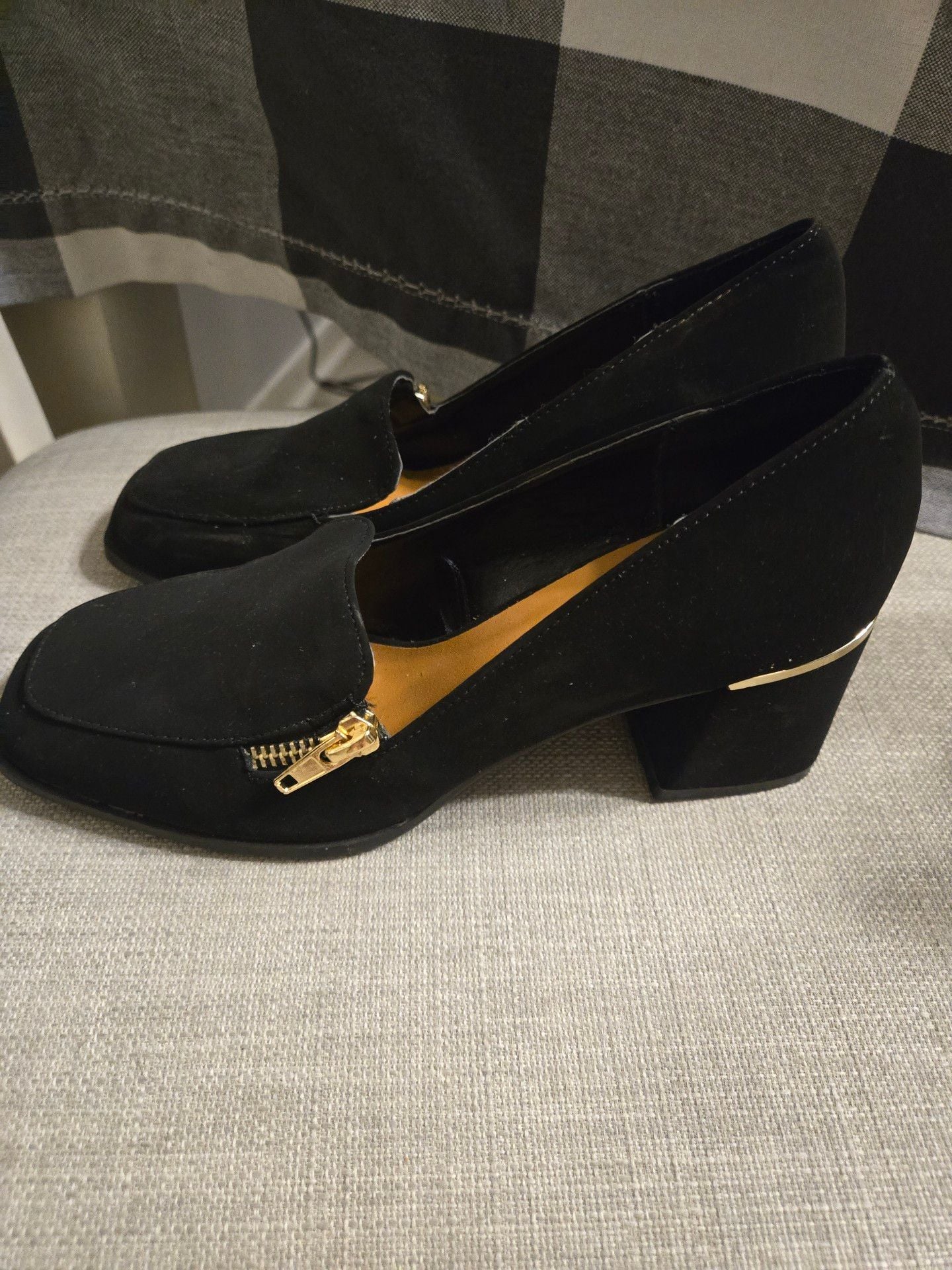 Andiamo Black Block Heel Loafer Pumps 4