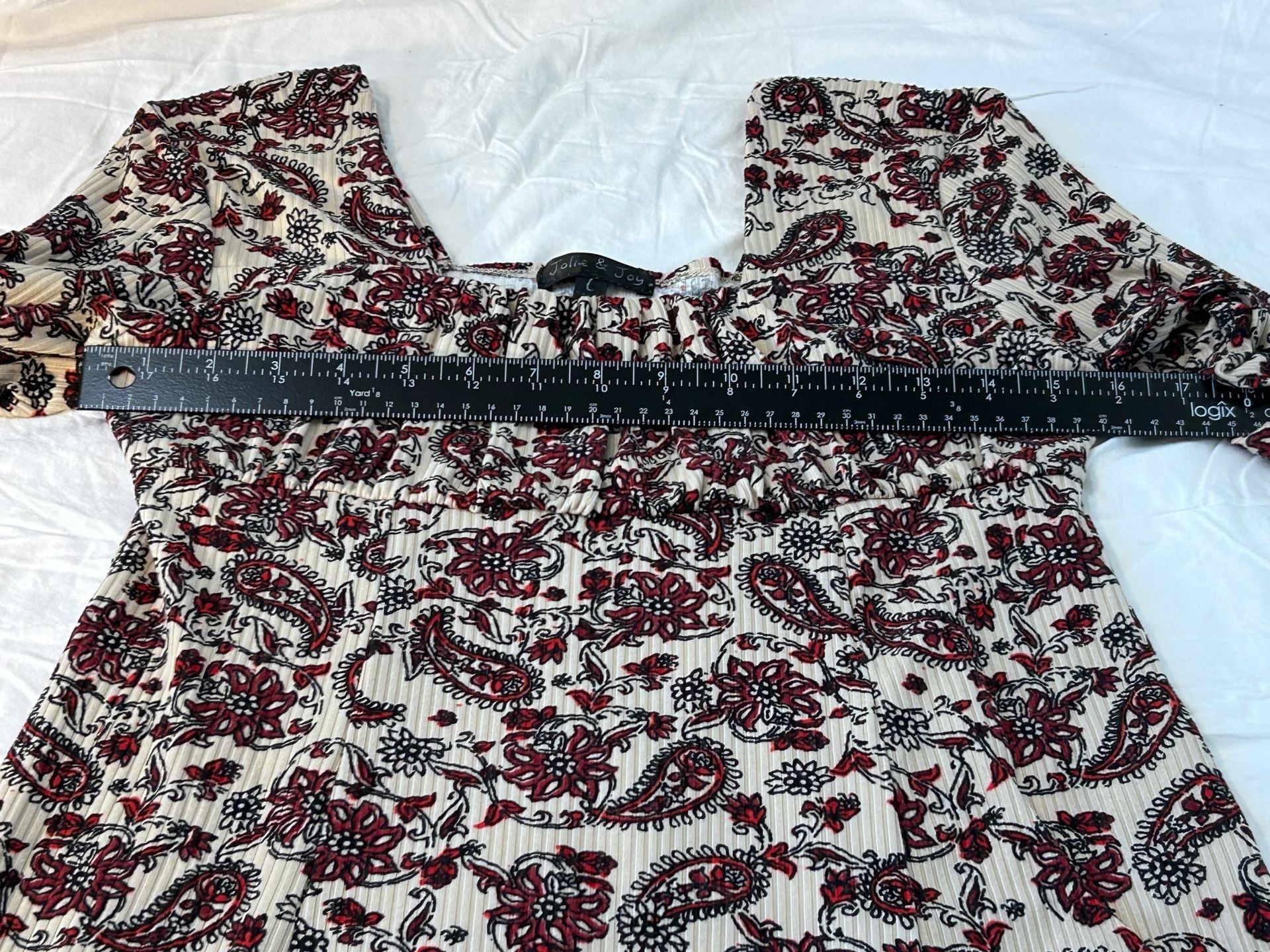 Jolie & Joy Dress Size L Paisley Floral Long Sleeve Square Neck 12