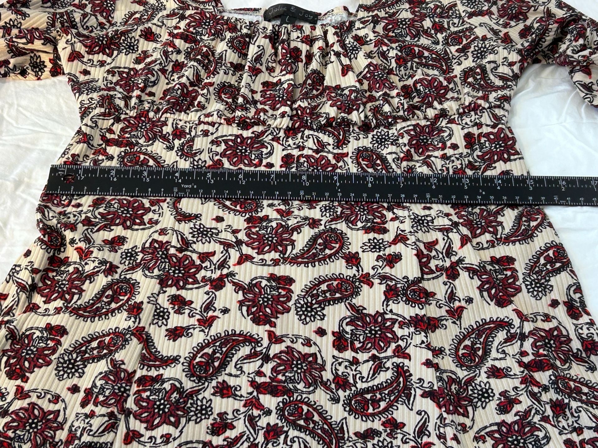 Jolie & Joy Dress Size L Paisley Floral Long Sleeve Square Neck 13