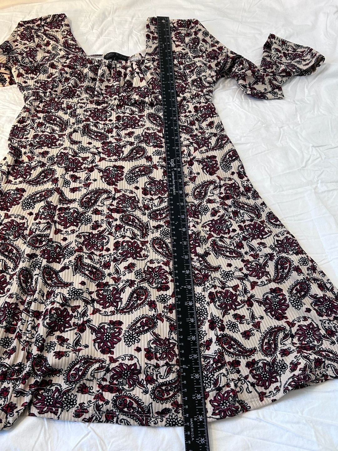 Jolie & Joy Dress Size L Paisley Floral Long Sleeve Square Neck 14