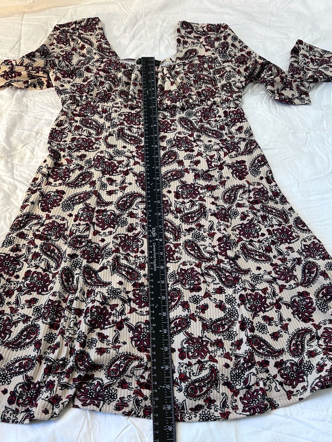 Jolie & Joy Dress Size L Paisley Floral Long Sleeve Square Neck 16