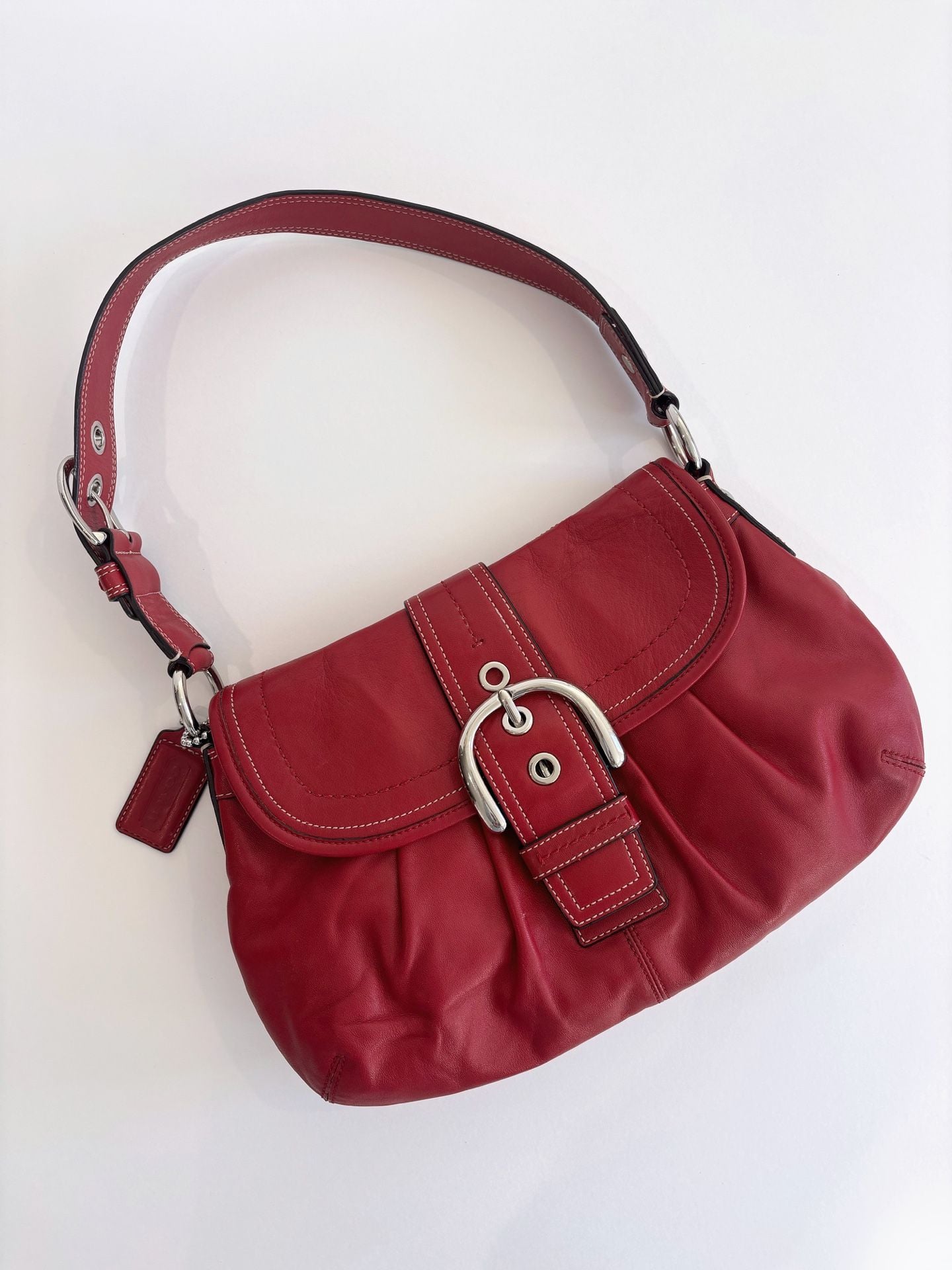Coach Soho Leather Shoulder Bag Red Y2K 4