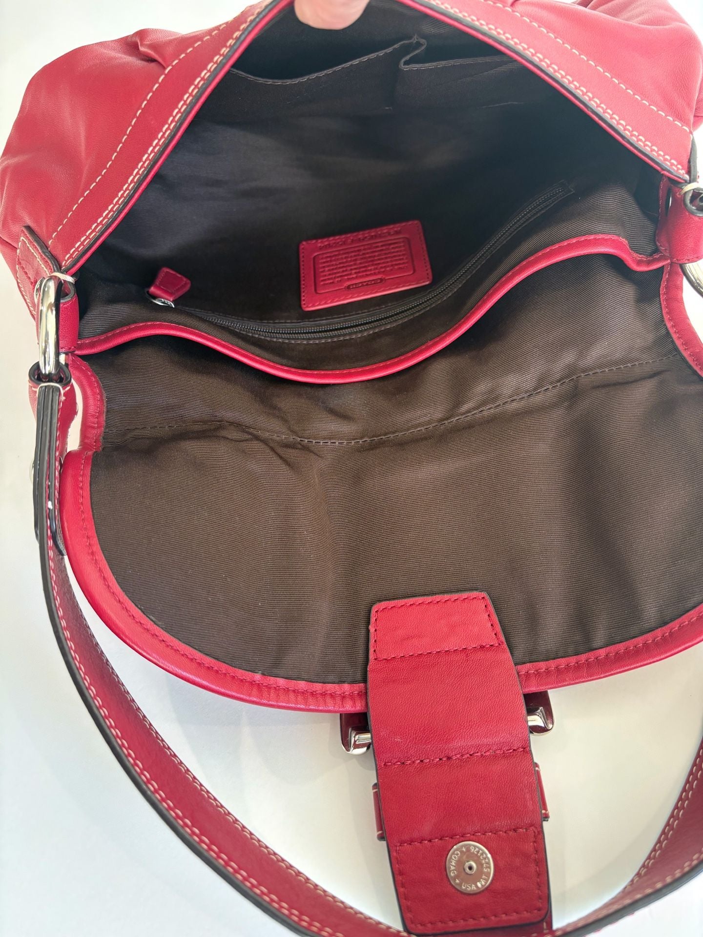 Coach Soho Leather Shoulder Bag Red Y2K 8