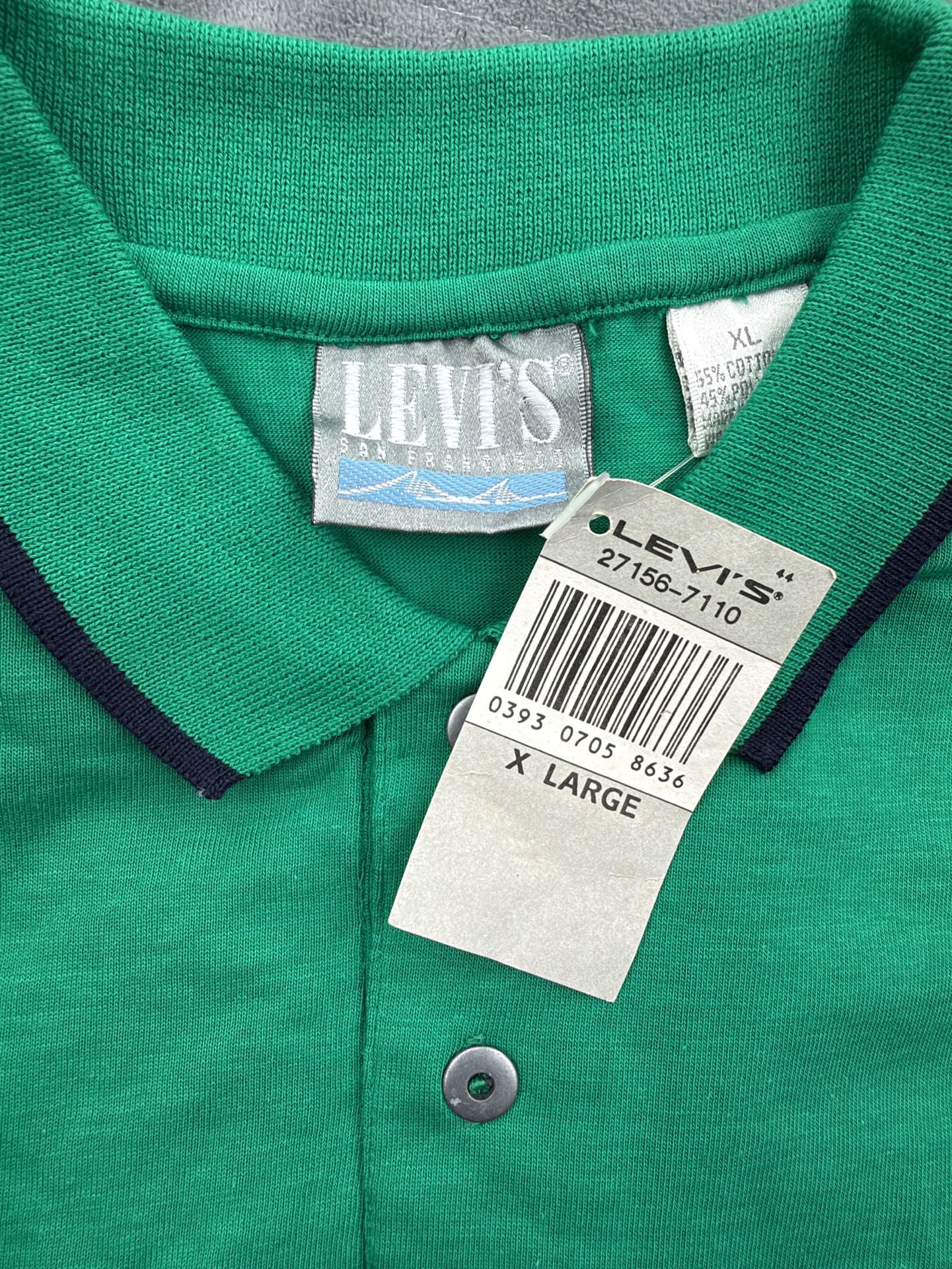 Levi's Striped Polo Shirt Size XL Green Blue Vintage NWT 5