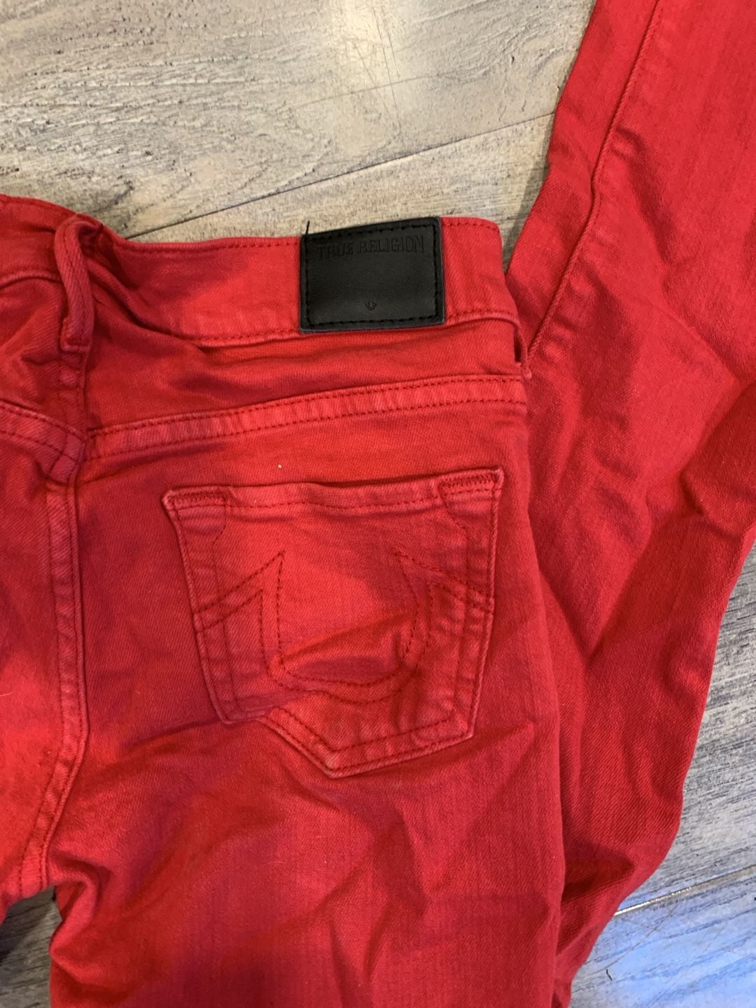 Y2k True Religion Halle Super Skinny Jeans Size 25 Red Mid Rise 3