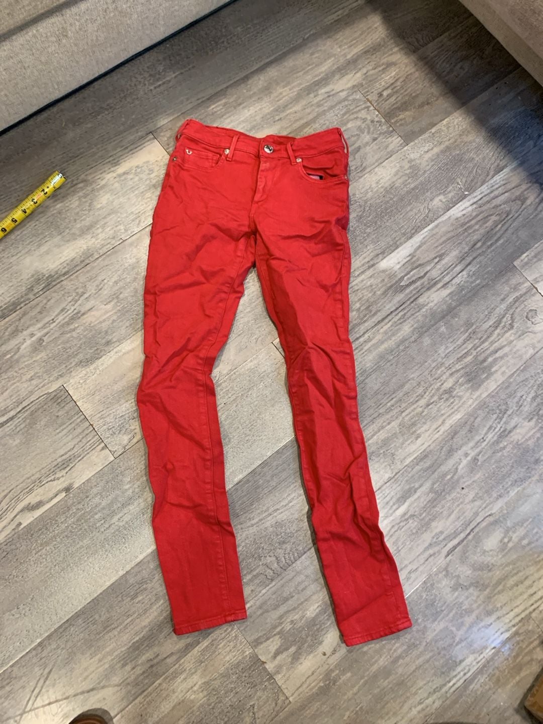 Y2k True Religion Halle Super Skinny Jeans Size 25 Red Mid Rise 6