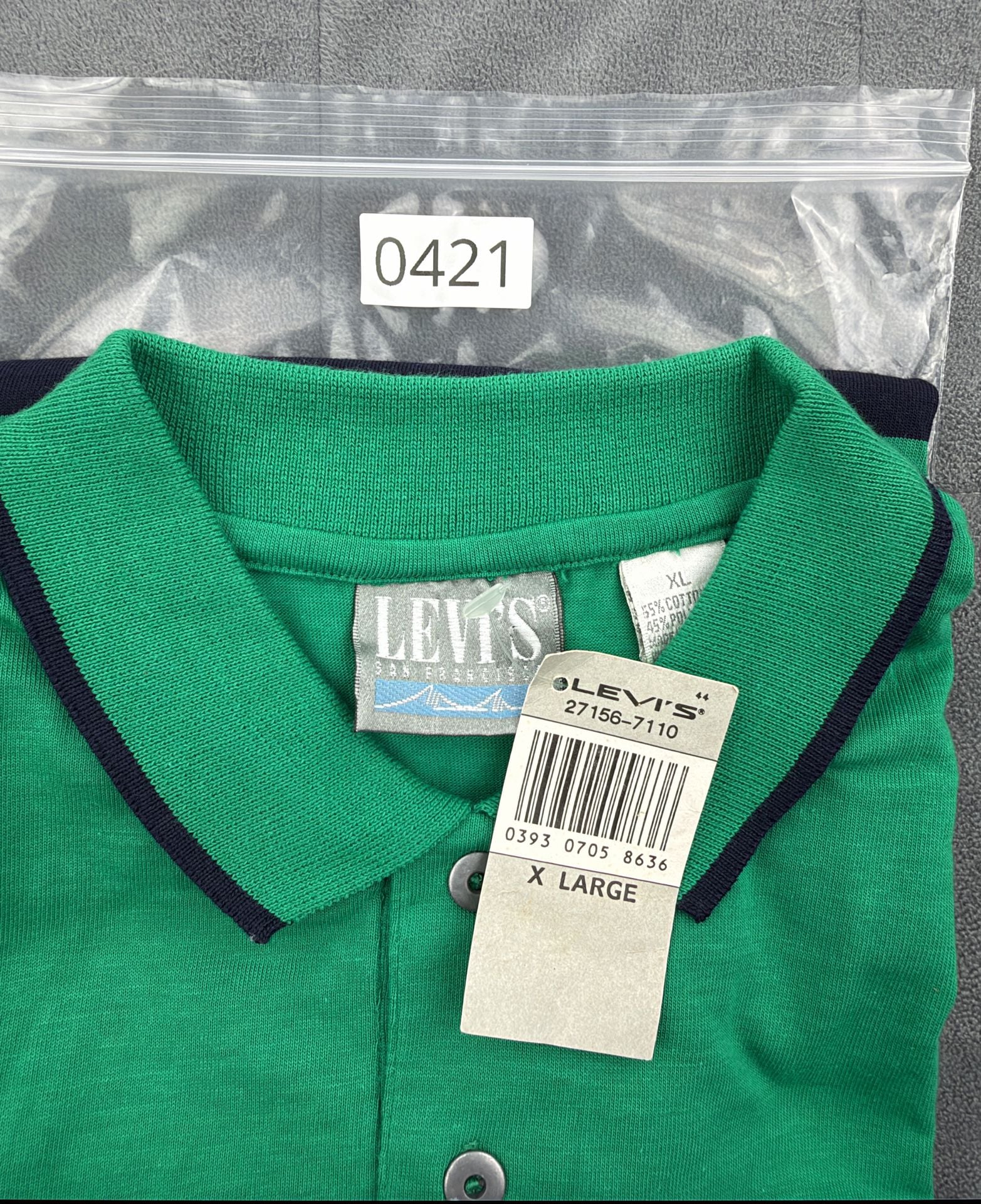 Levi's Striped Polo Shirt Size XL Green Blue Vintage NWT 13