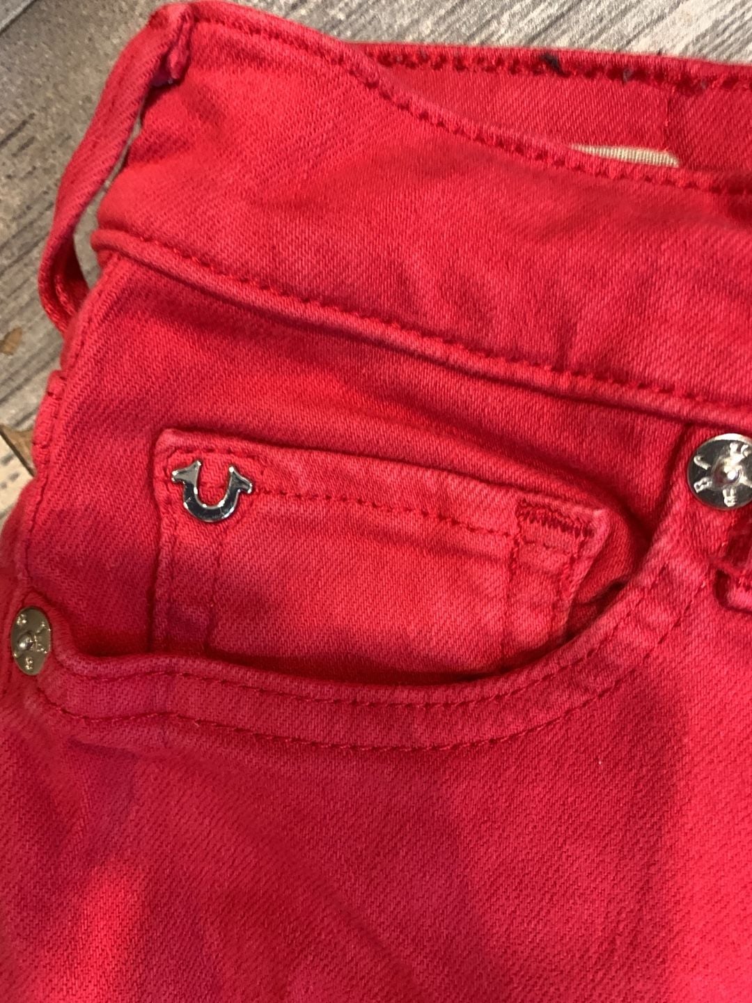 Y2k True Religion Halle Super Skinny Jeans Size 25 Red Mid Rise 9