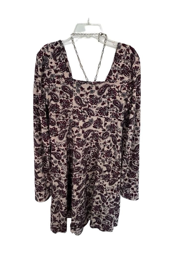 Jolie & Joy Dress Size L Paisley Floral Long Sleeve Square Neck 10