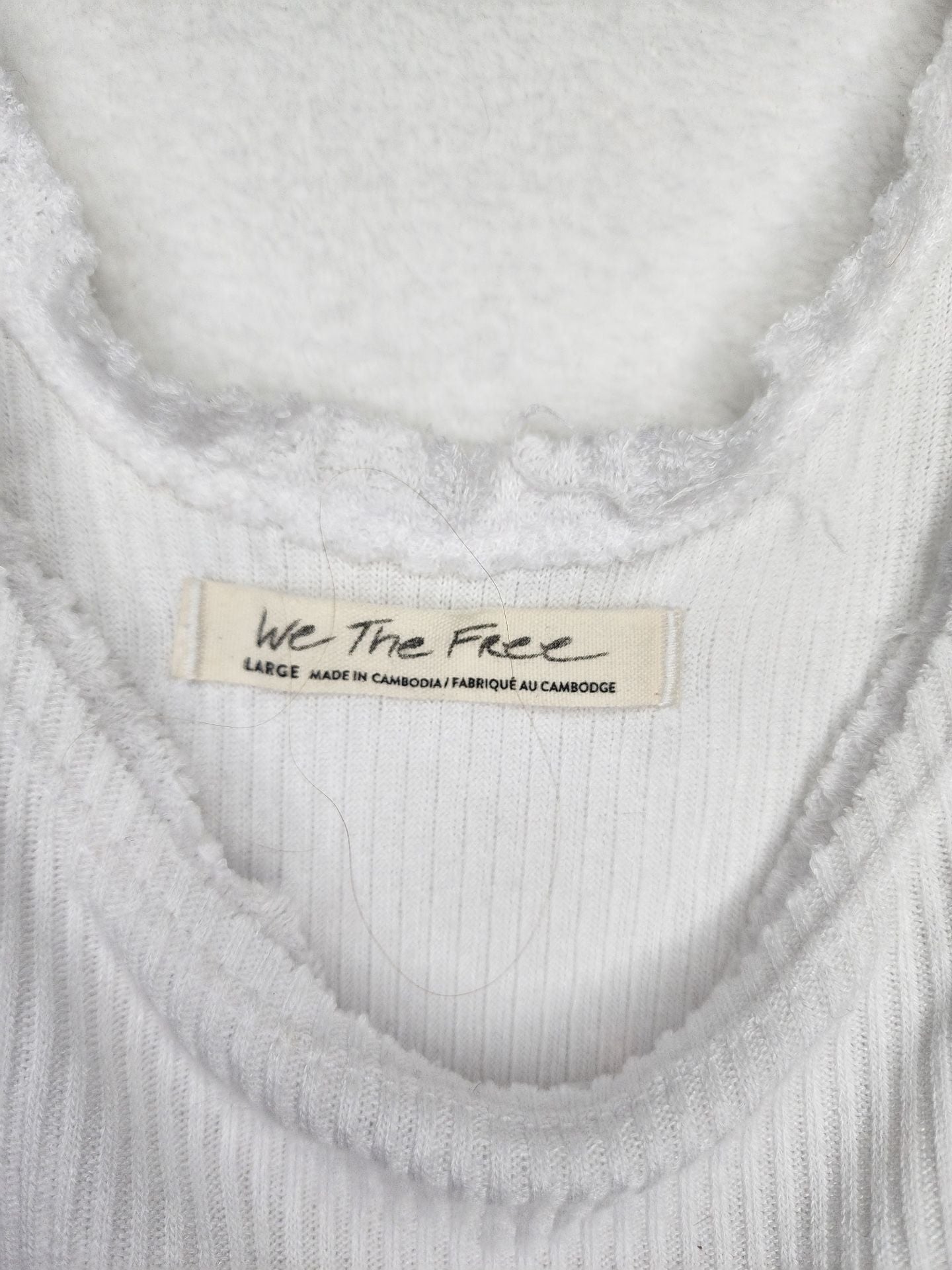 We The Free Ribbed Tank Top Size Large White Raw Edge 3